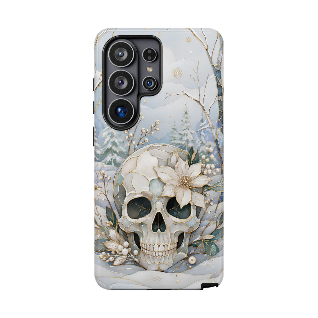Gothic Skull Samsung Galaxy Phone Case | Winter Floral Phone Case