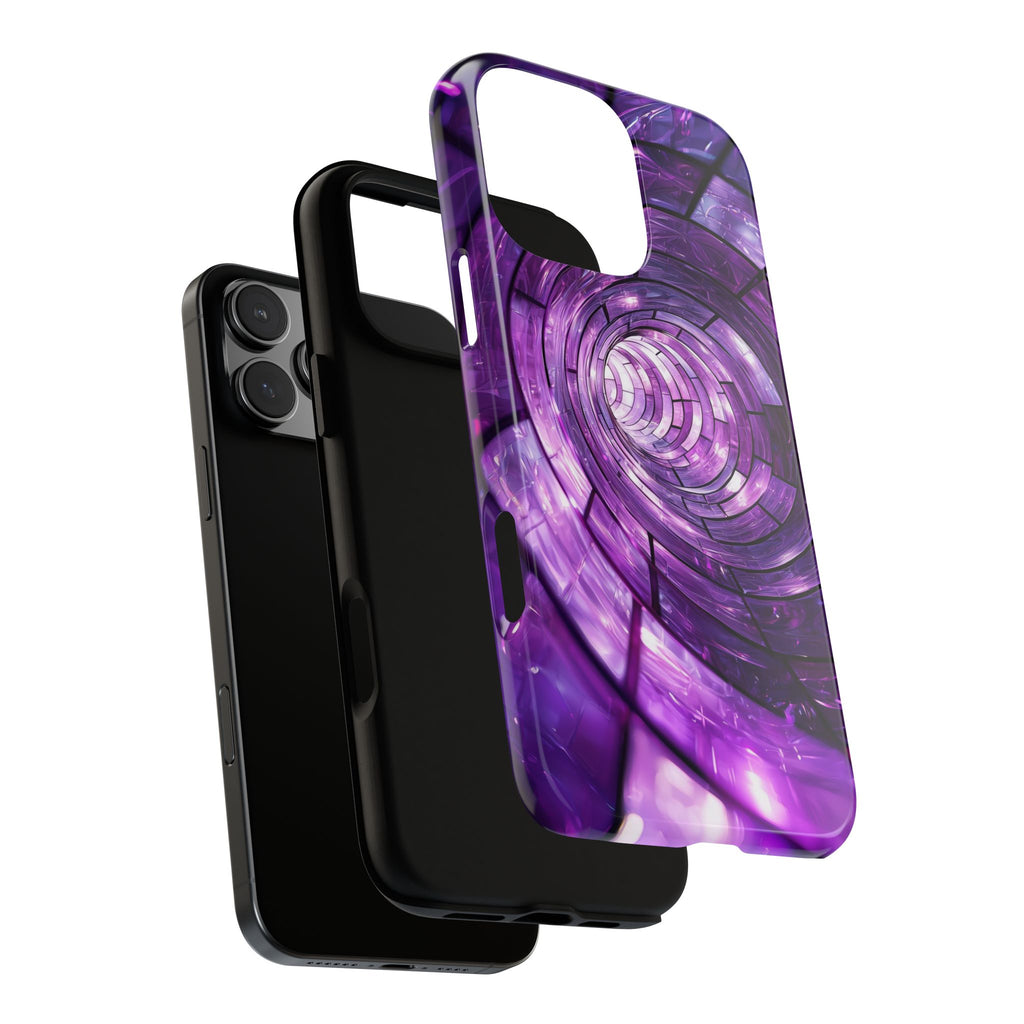 Purple Vortex Tough iPhone Case — Abstract Spiral Protective Cover