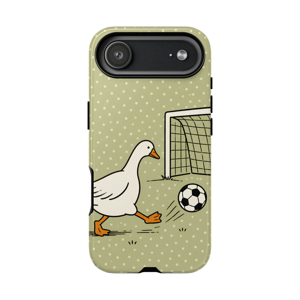 Funny Goose Soccer iPhone Case | Cute Sports Bird Cover