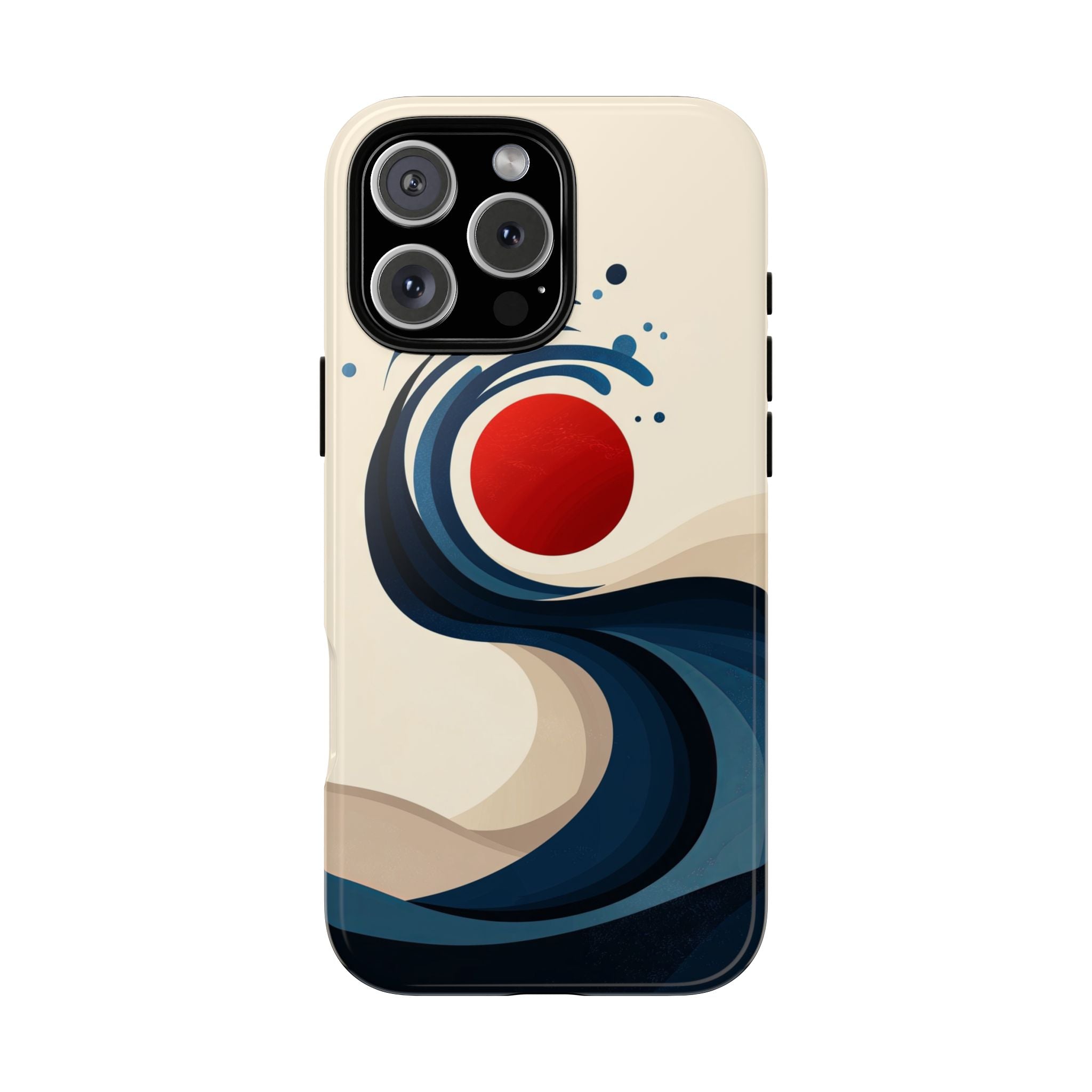 Abstract Wave iPhone Case | Red Sun Ocean Art