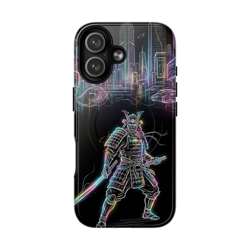 Neon Samurai MagSafe iPhone Case | Cyberpunk City Armor