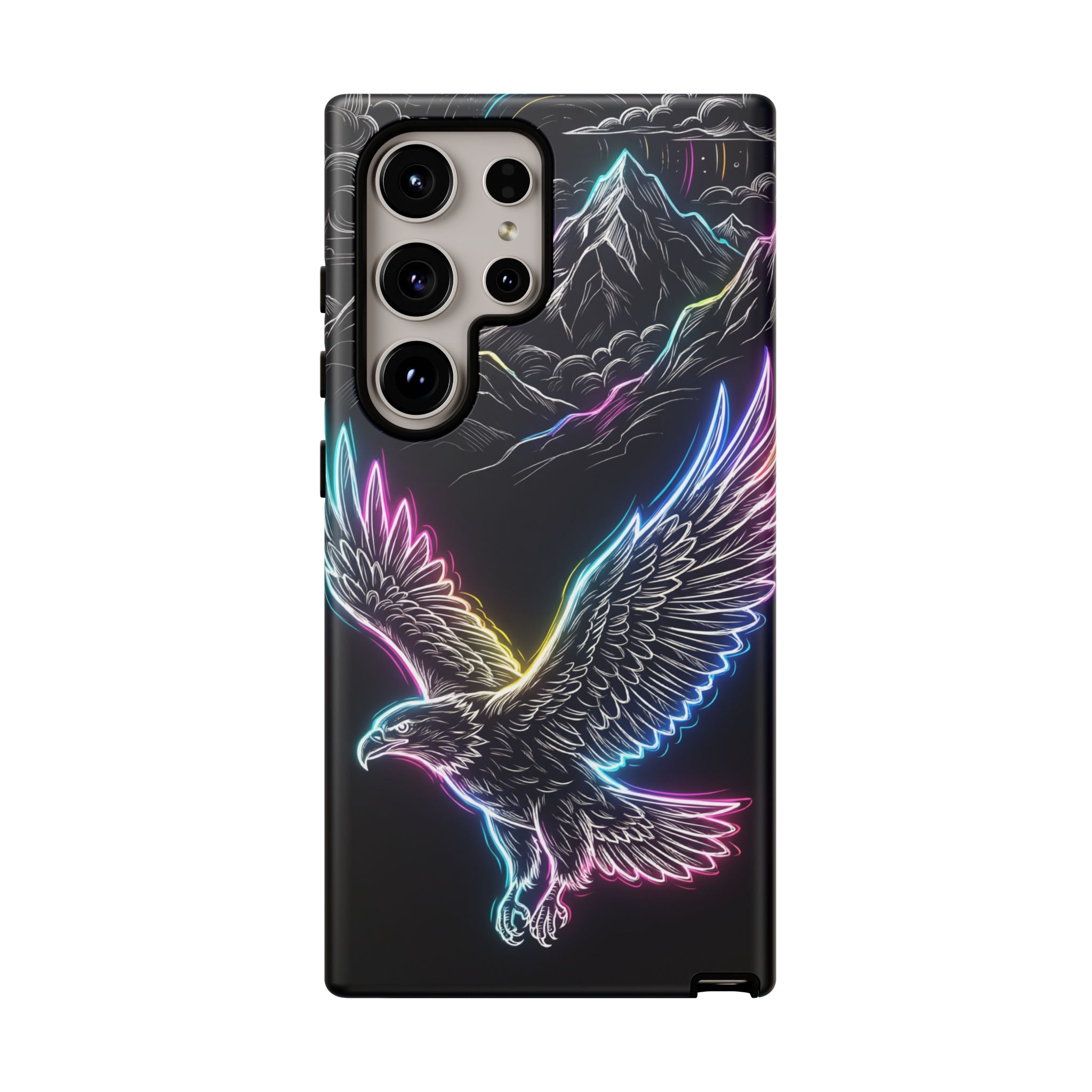 Neon Eagle Samsung Galaxy Phone Case with Mountain Design