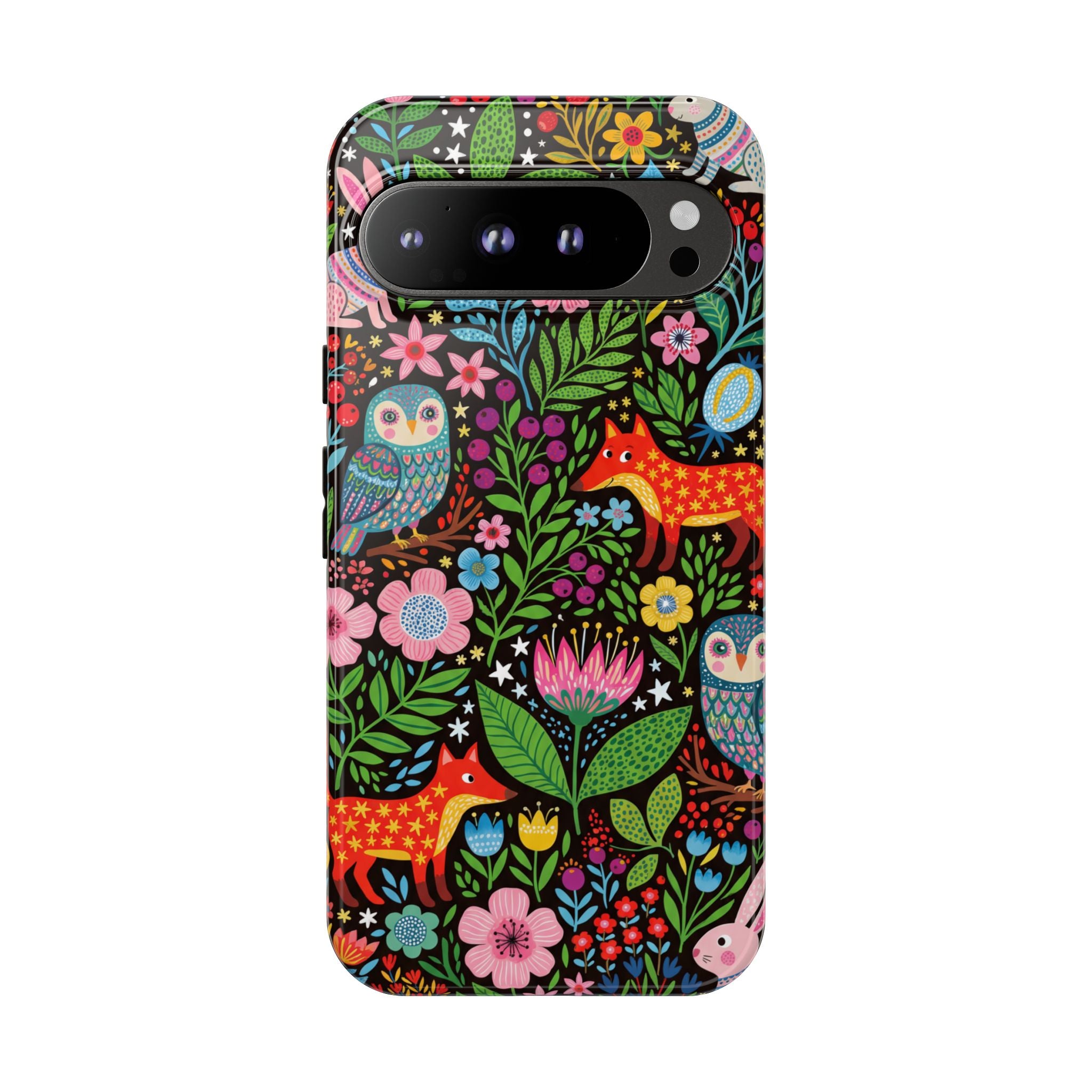Floral Woodland Google Pixel Phone Case | Colourful Fox & Owl Protective Cover