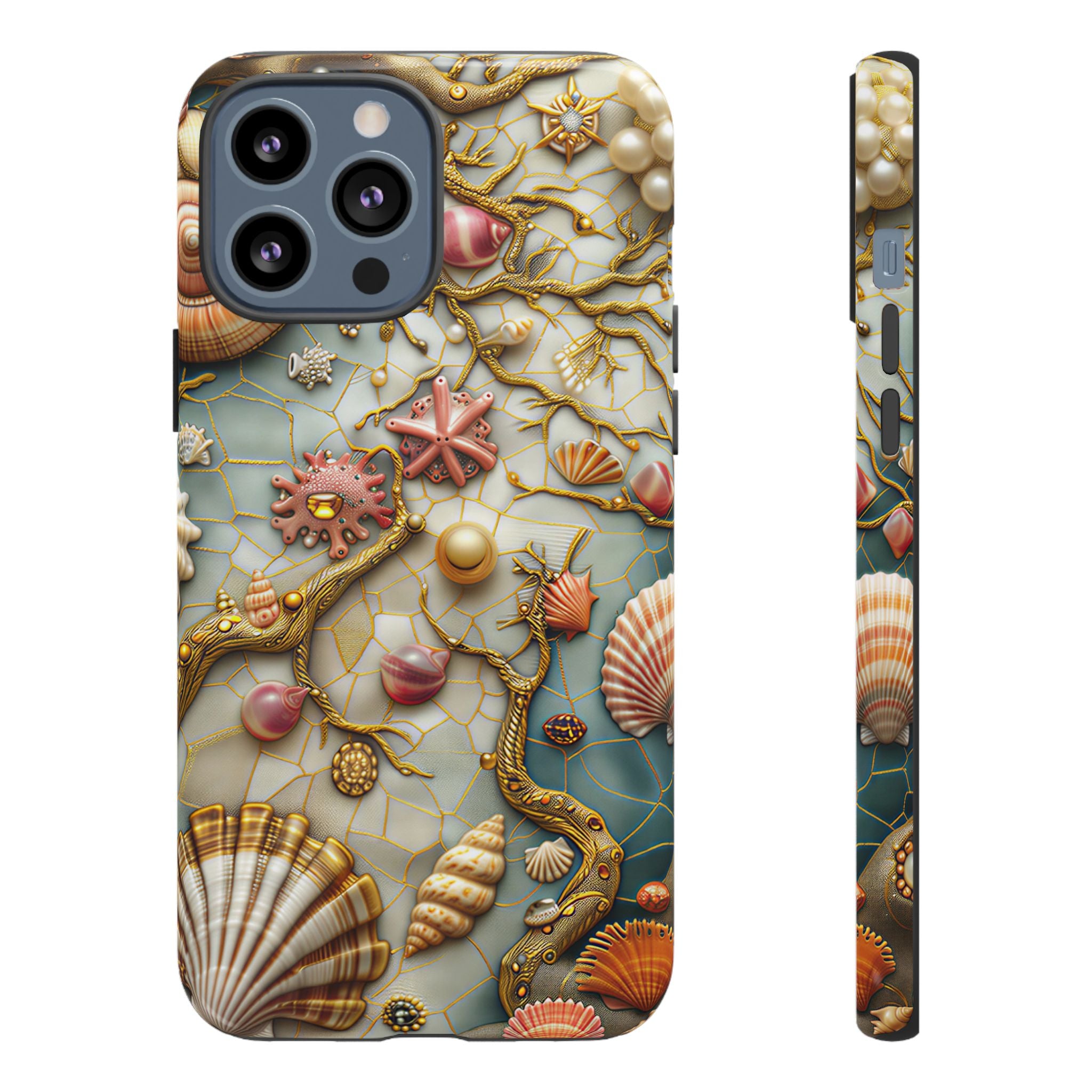 Decorative Seashell & Pearl Beach Design iPhone Case