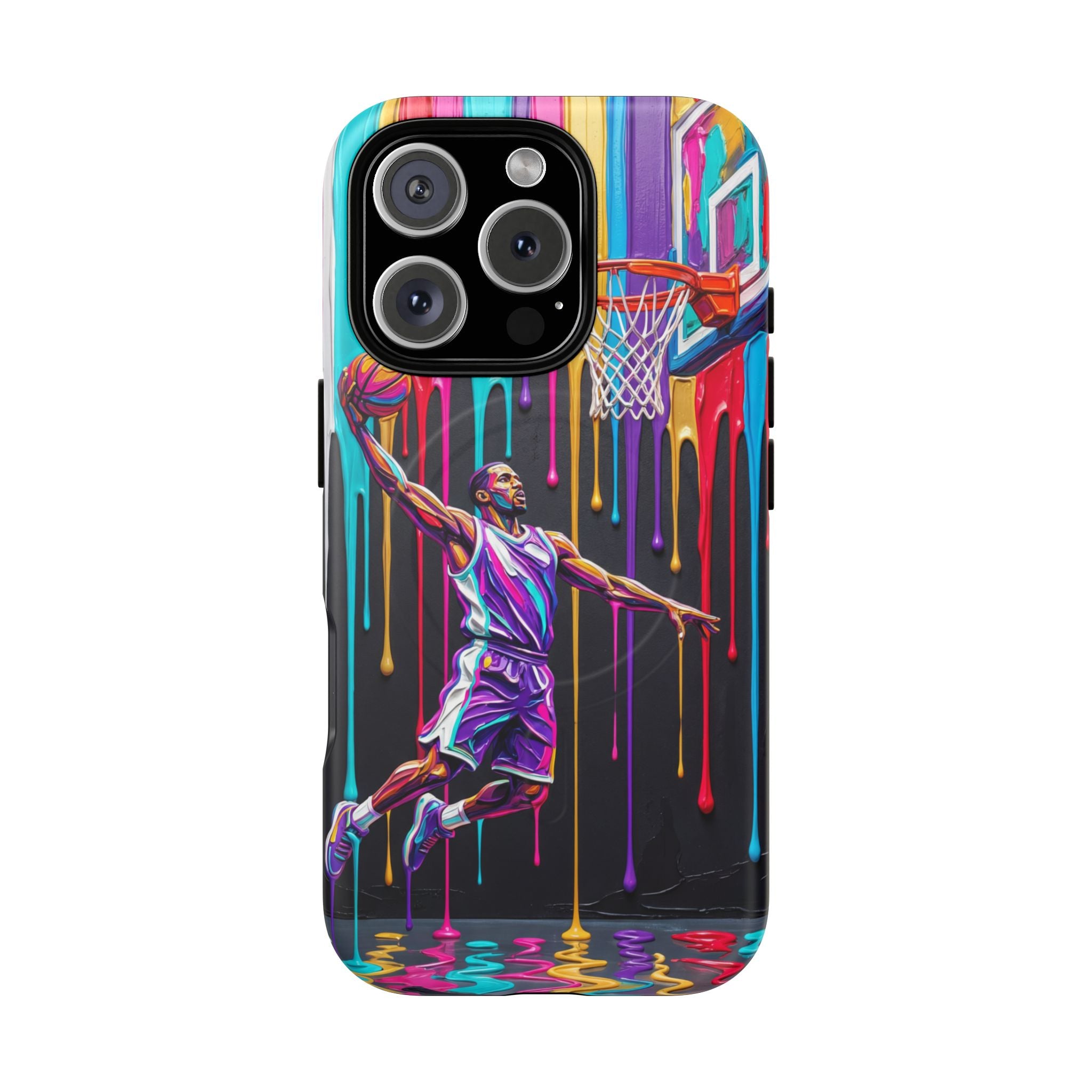 Color Splash Basketball MagSafe iPhone Case | Vibrant Drip Dunk Design