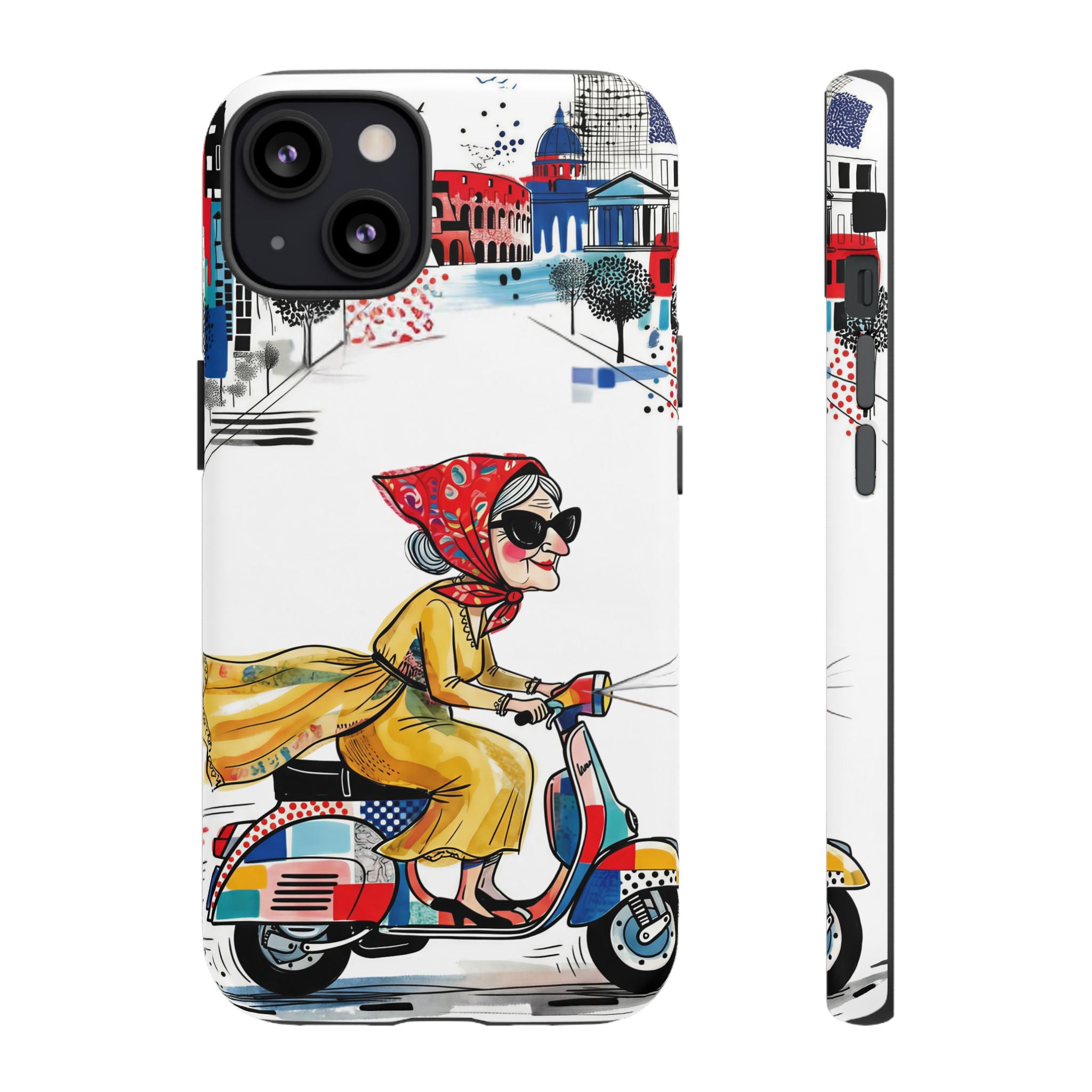 Vintage Vespa Granny iPhone Case | Retro Scooter Travel iPhone Cover