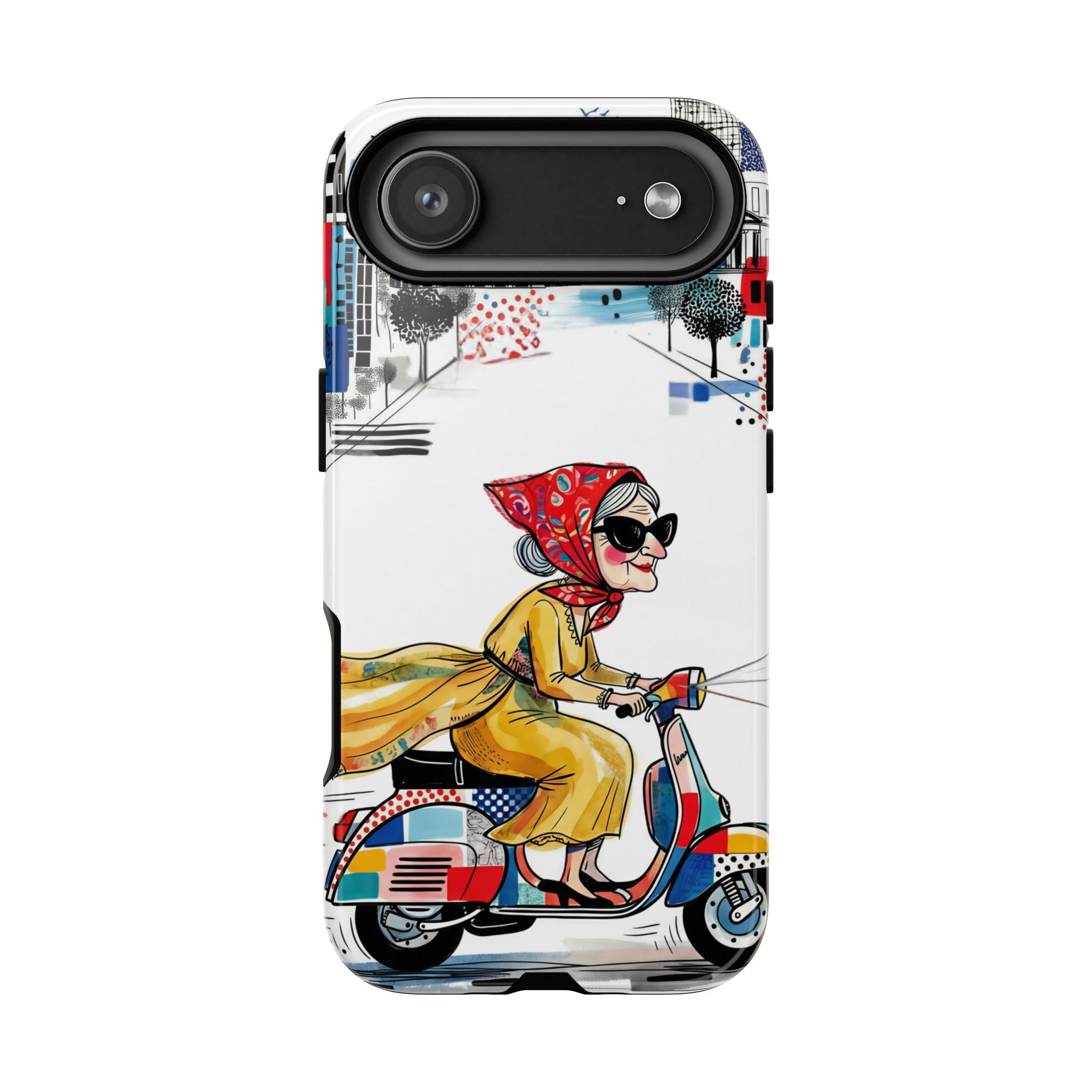 Vintage Vespa Granny iPhone Case | Retro Scooter Travel iPhone Cover
