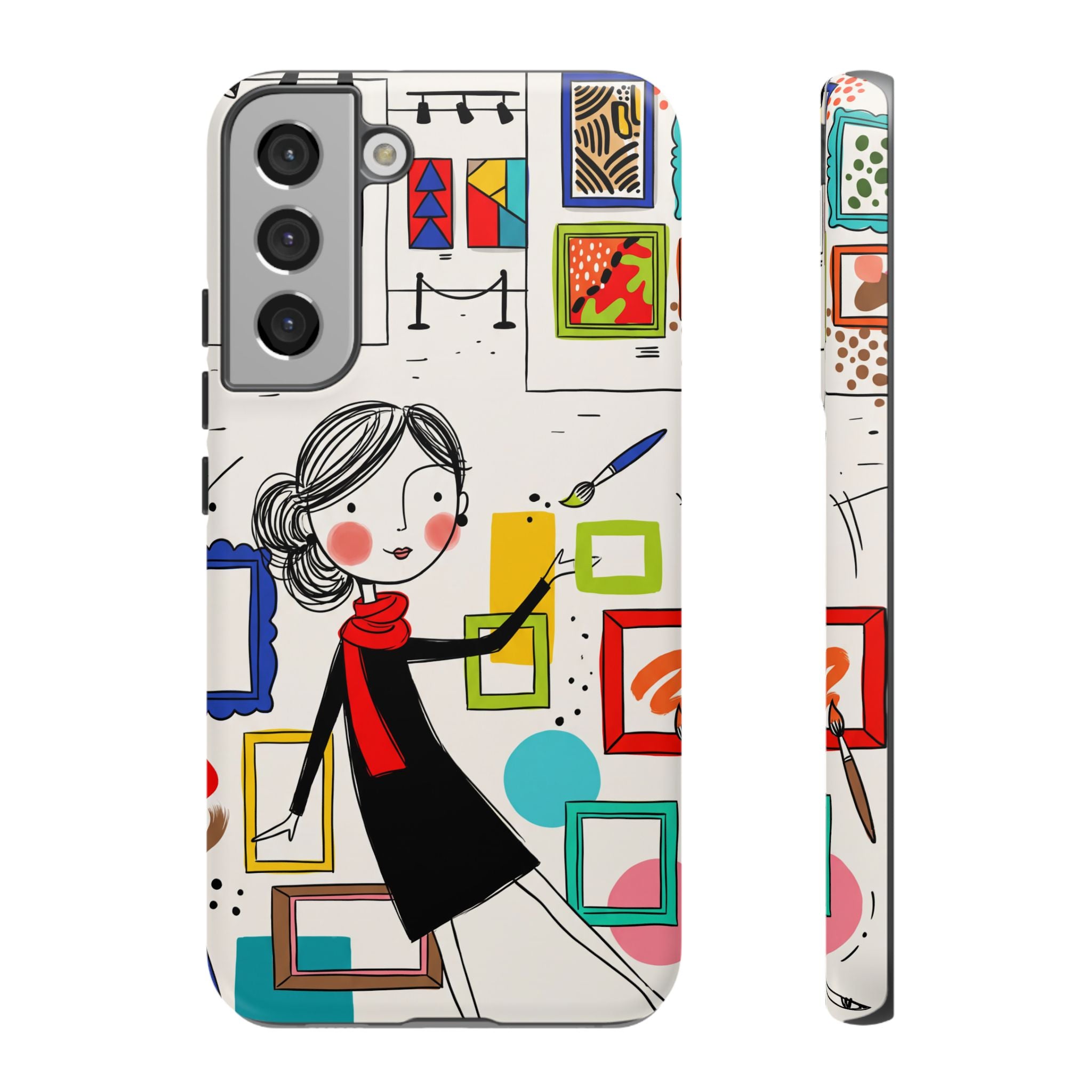 Art Gallery Illustration Samsung Galaxy Phone Case | Cute Woman with Frames Design