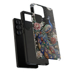 Peacock Moon Tough Samsung Galaxy Phone Case | Elegant Floral Phone Case
