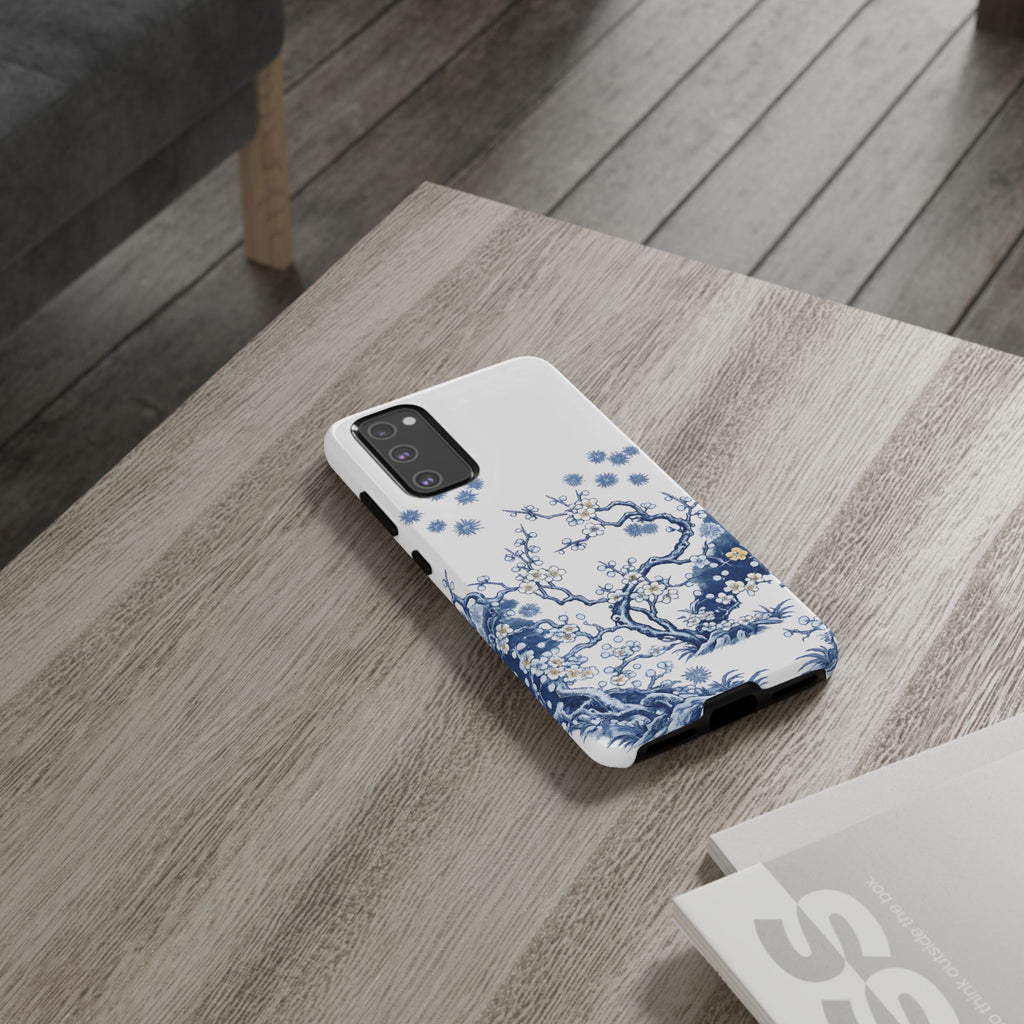 Vintage Blue White Porcelain Samsung Galaxy Phone Case | Chinoiserie Floral Tough Cover