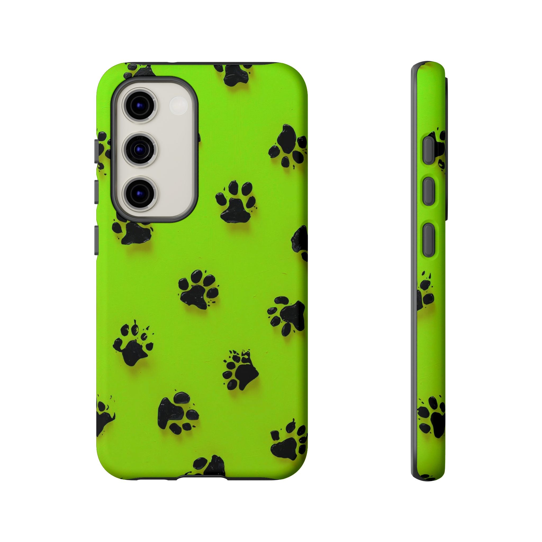 Neon Paw Print Tough Samsung Galaxy Case — Shockproof Pet Lover iPhone Cover