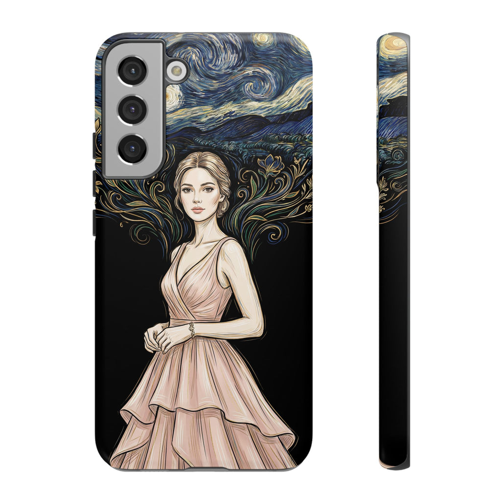 Art Nouveau Starry Night Samsung Galaxy Phone Case | Elegant Woman Illustration Tough Case