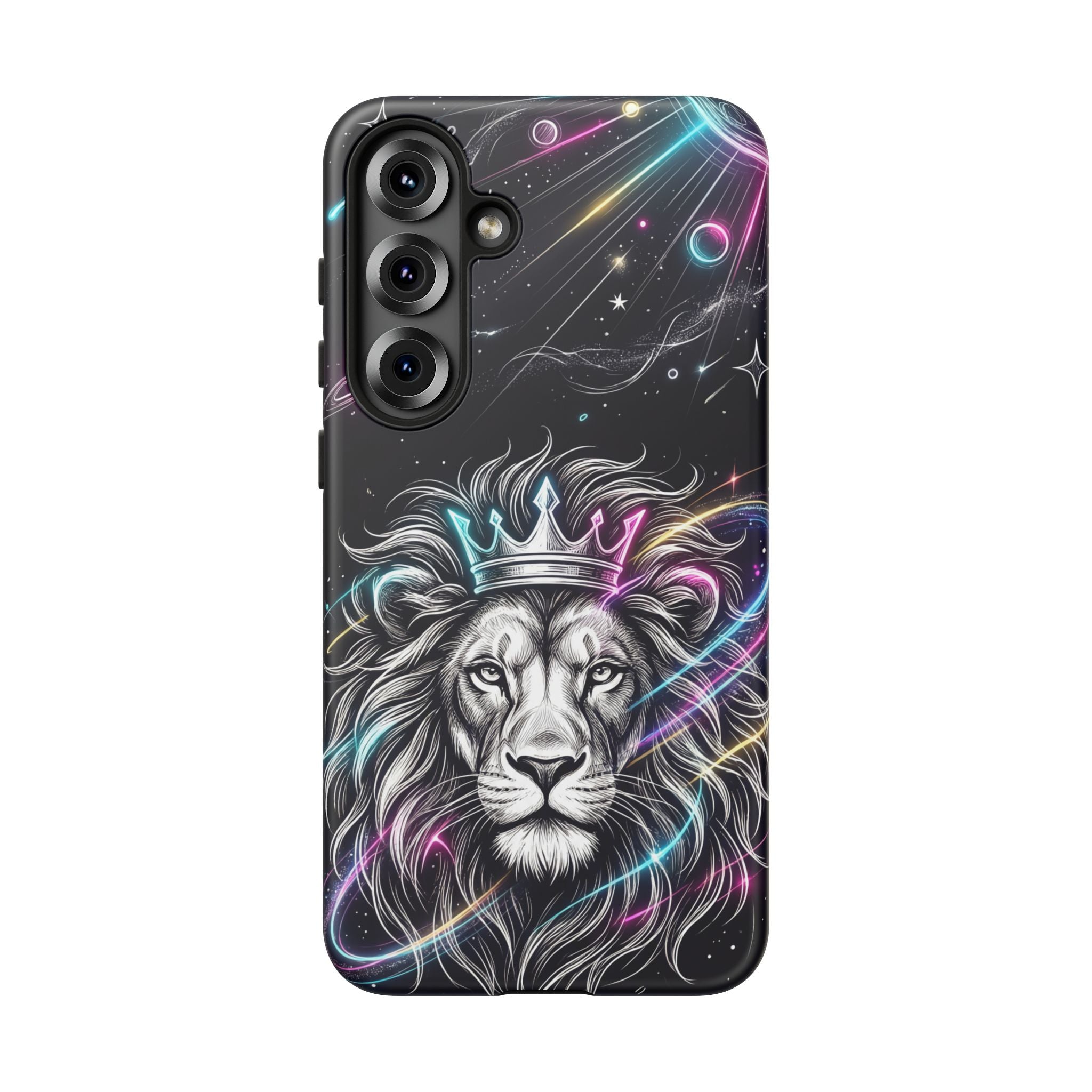 Galaxy Lion Samsung Galaxy Phone Case | Neon Crowned Lion Protective Case