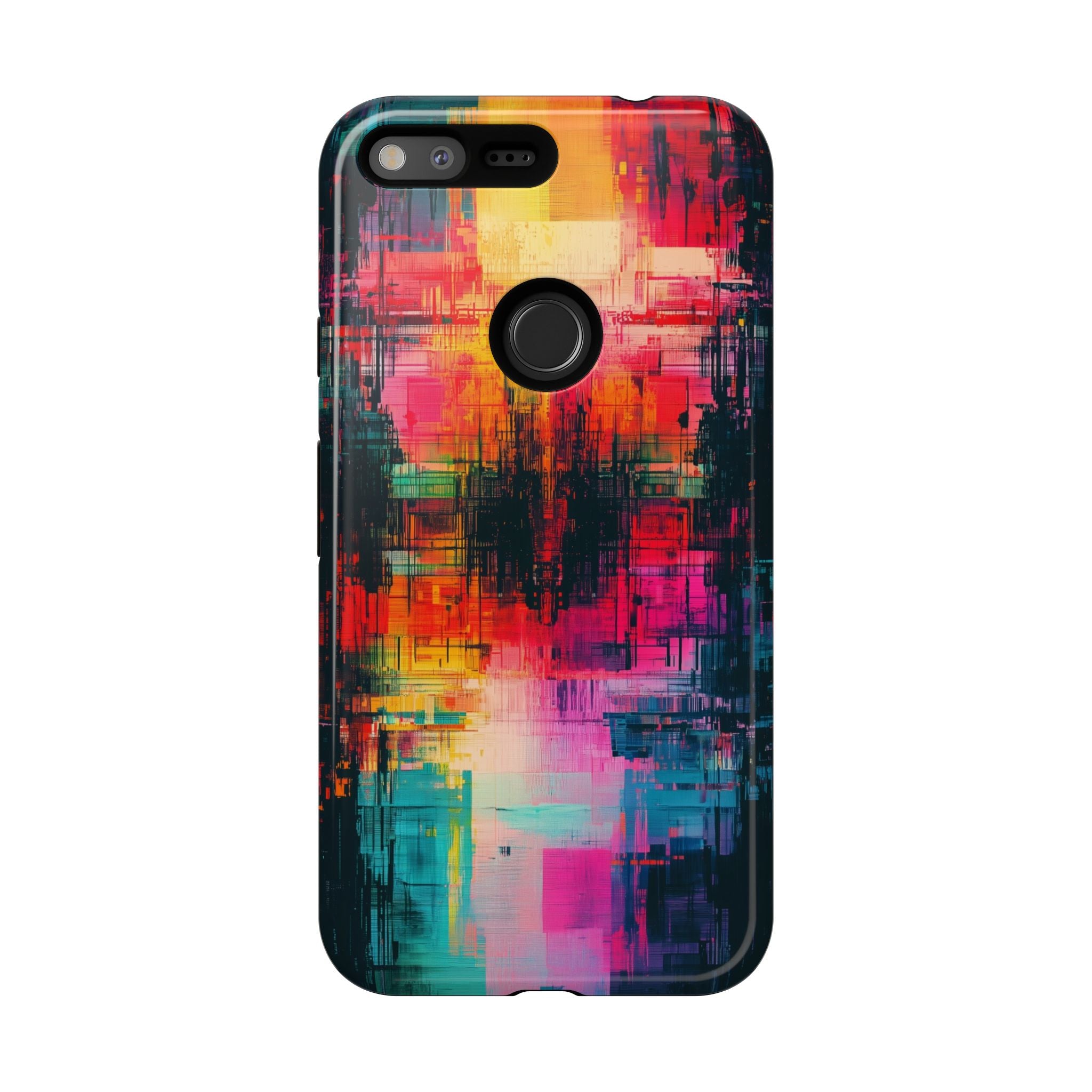 Abstract Neon Glitch Art Tough Google Pixel Case