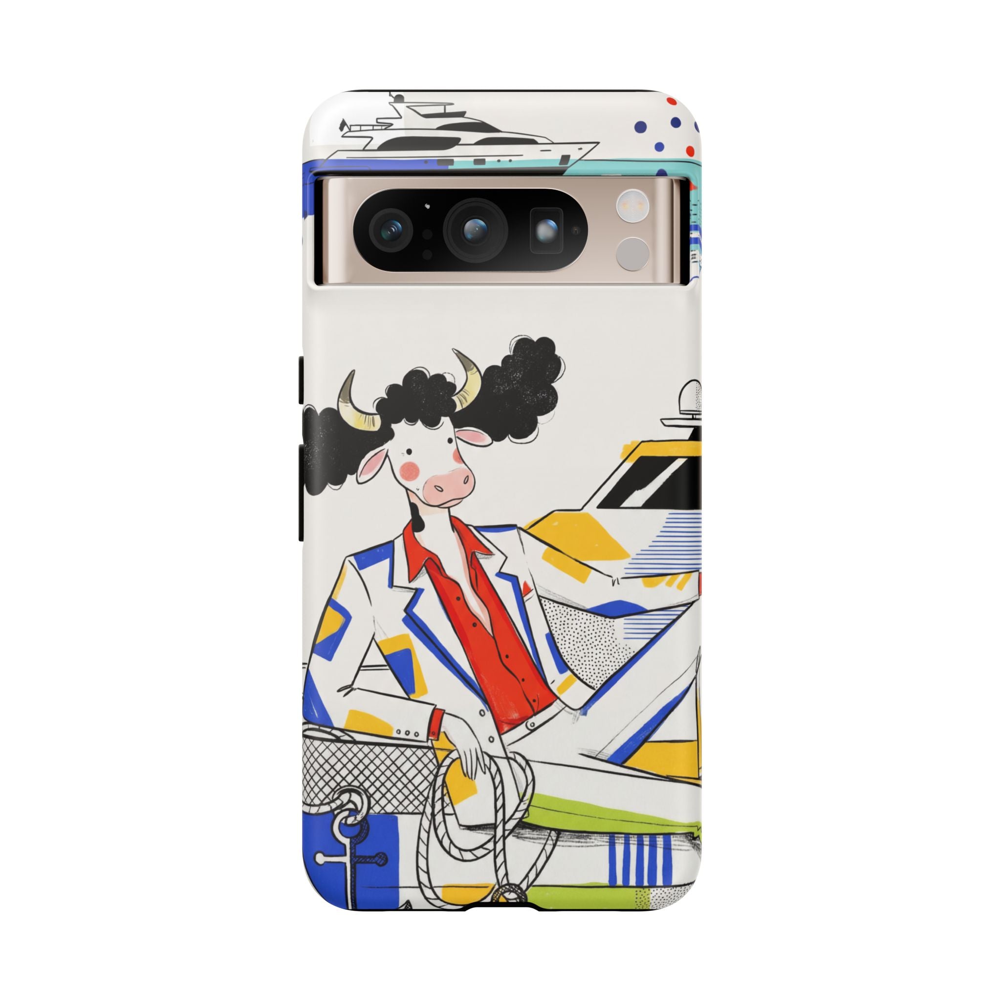 Nautical Cow Graphic Protective Google Pixel Phone Case