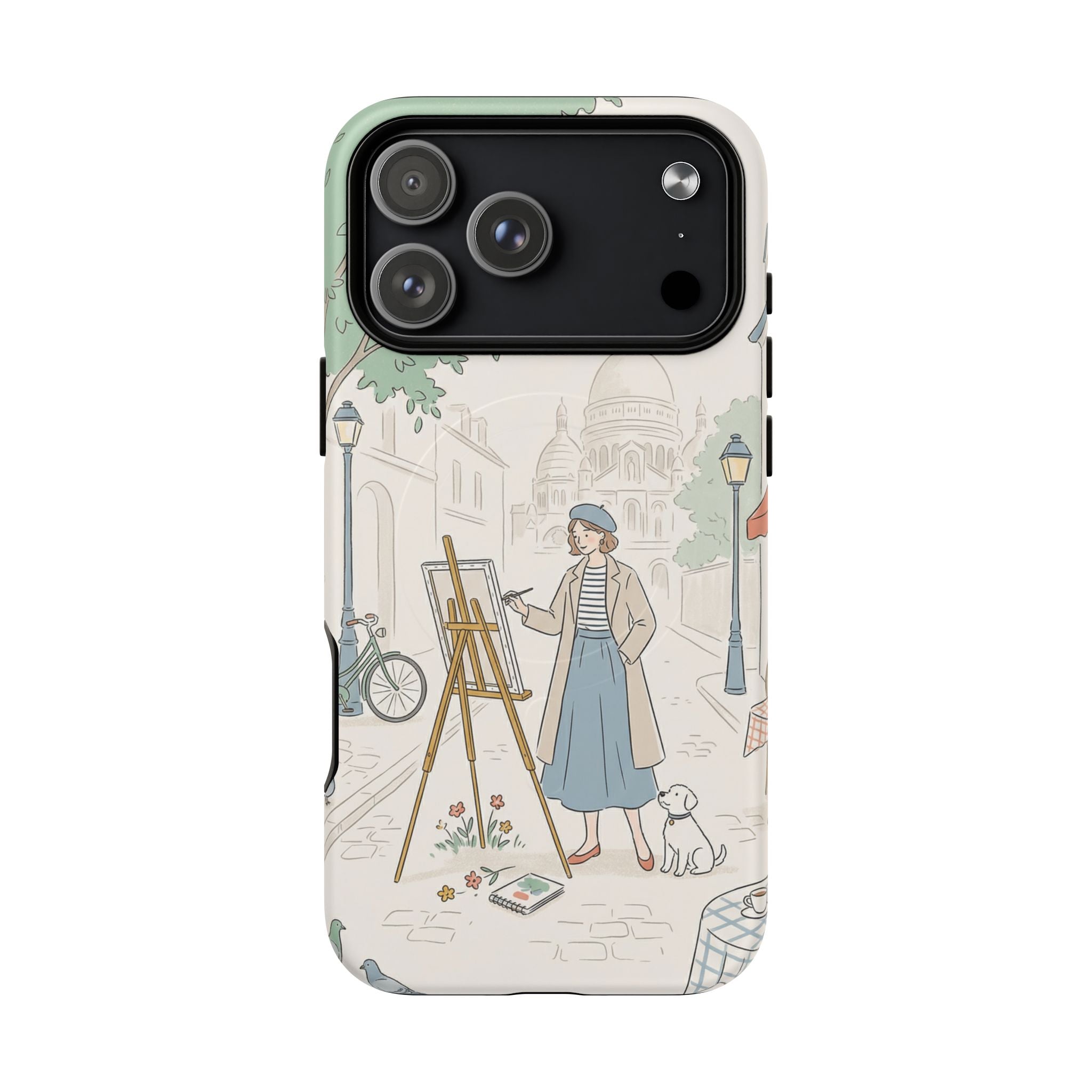 Artist in Paris MagSafe iPhone Case | Vintage Painter Street Scene Protective Cover