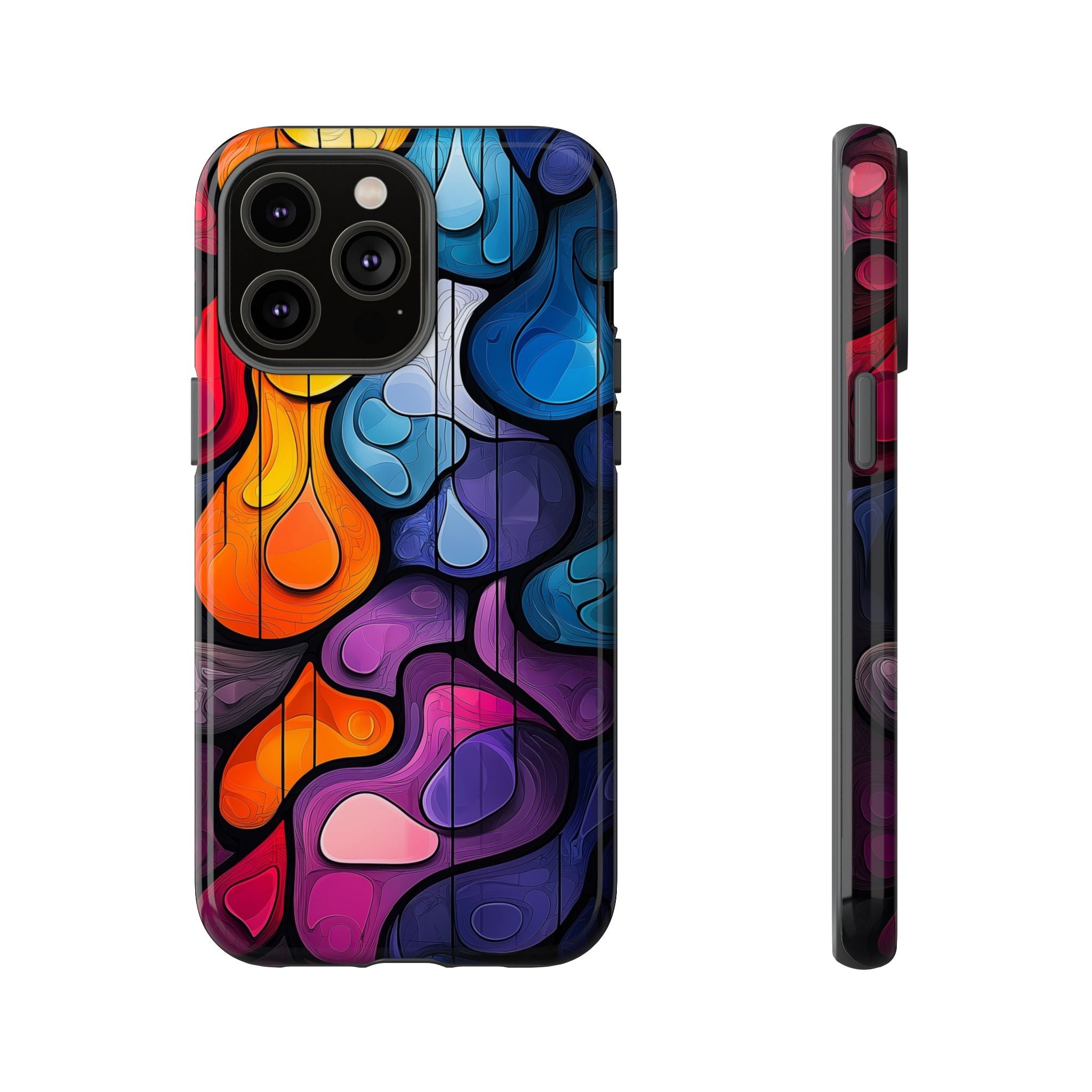 Abstract Colourful Drop iPhone Case — Vibrant Stained-Glass