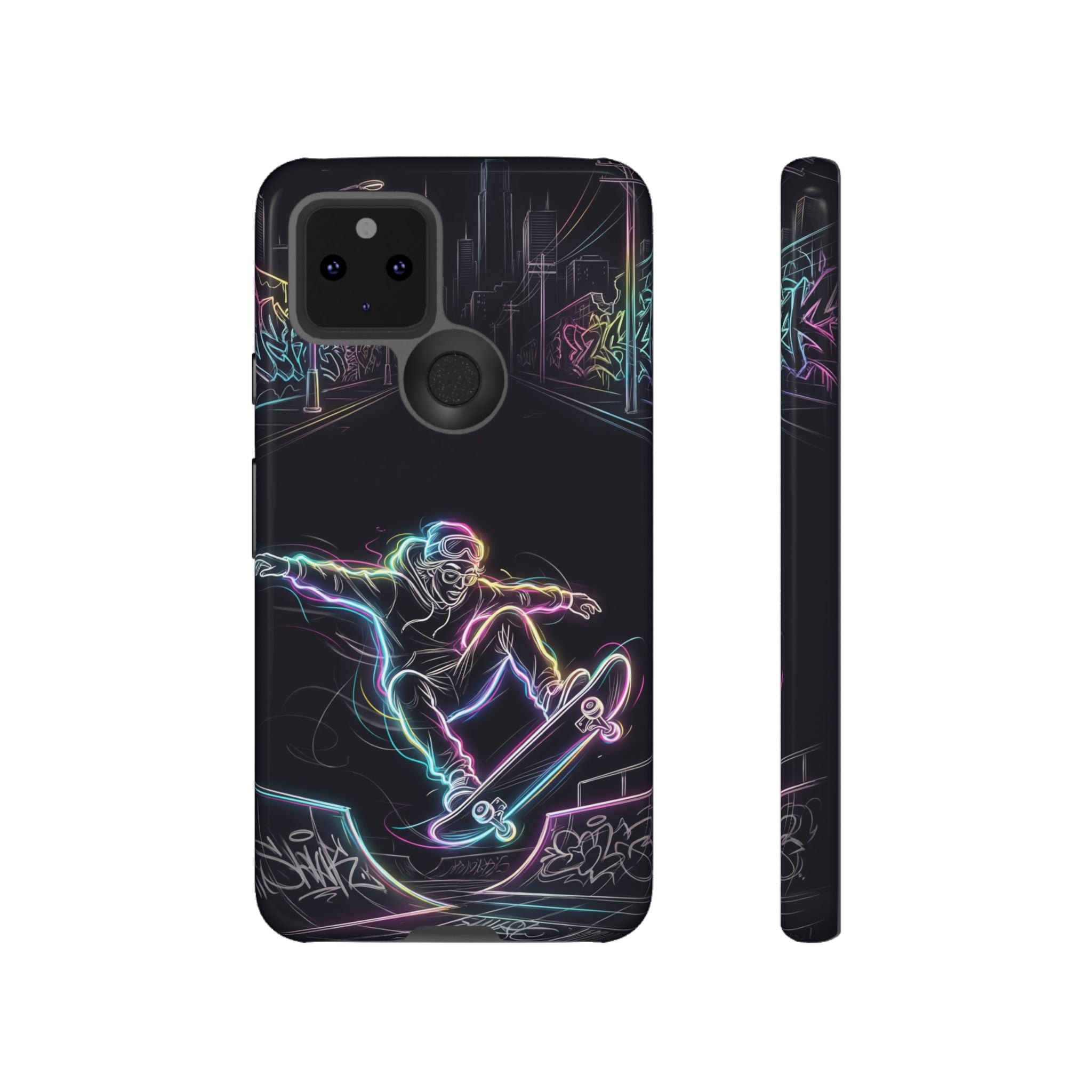 Neon Skateboard Google Pixel Phone Case | Glow Skatepark Protective Cover