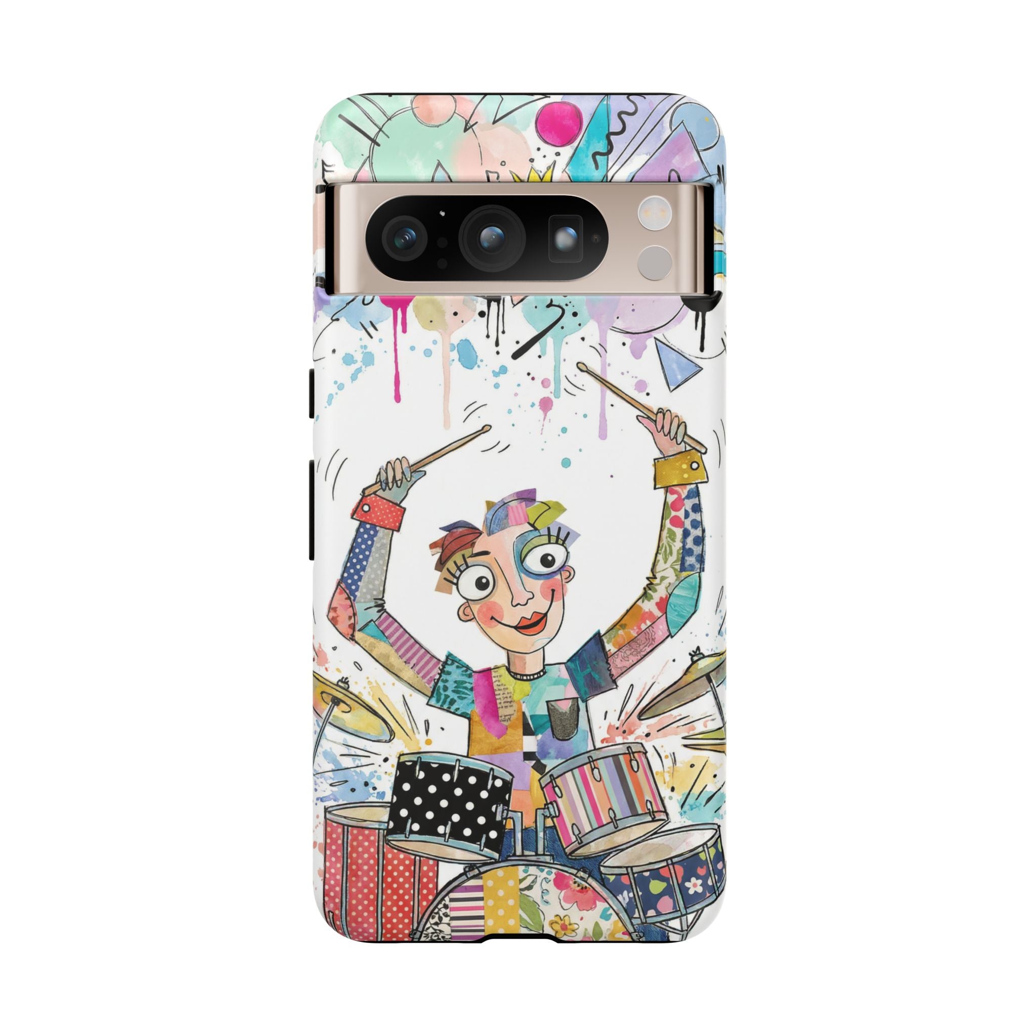 Drummer Boy Google Pixel Phone Case | Colorful Cartoon Drum Kit Protective Cover