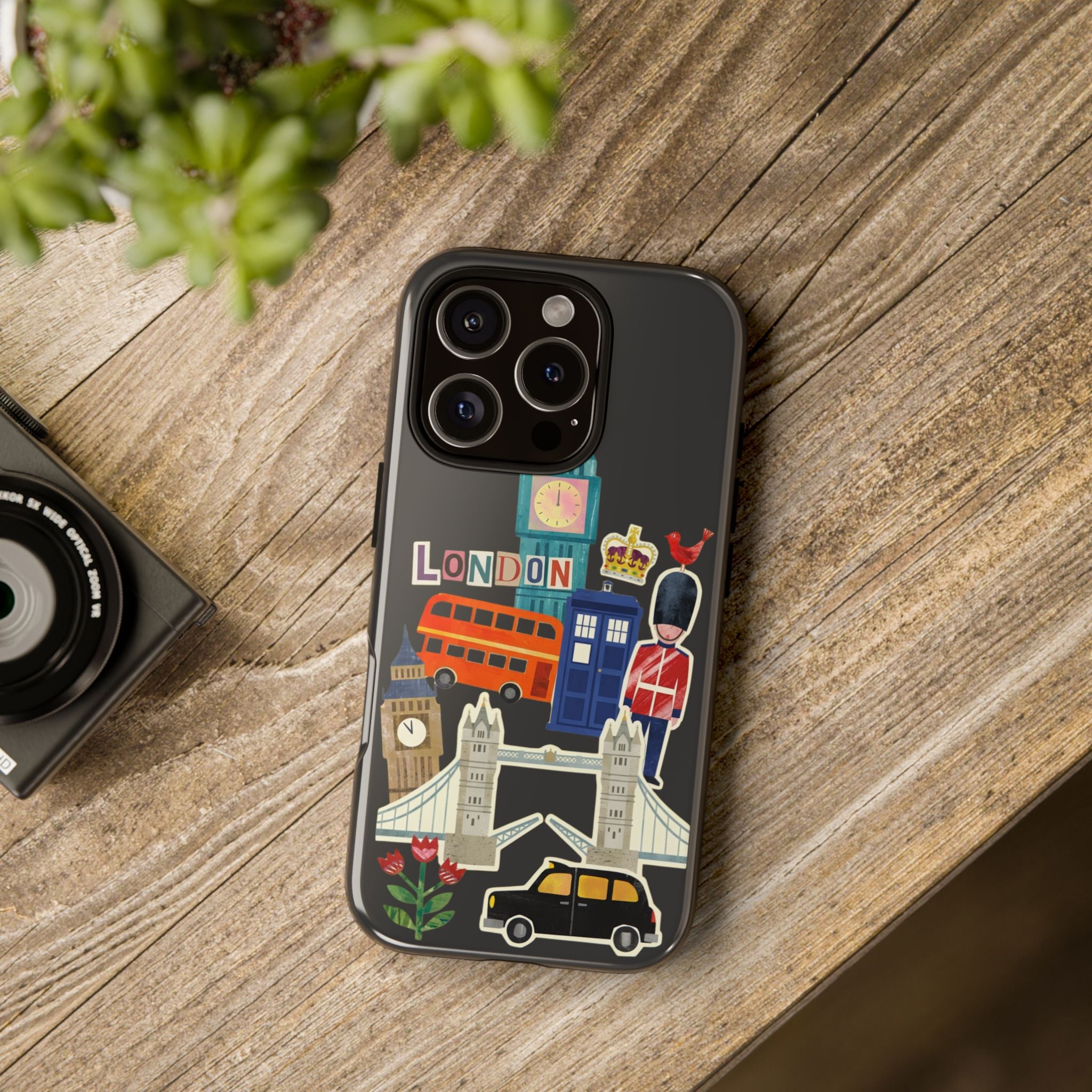 London Travel iPhone Case Aesthetic Sticker Collage Cute Retro City Cover