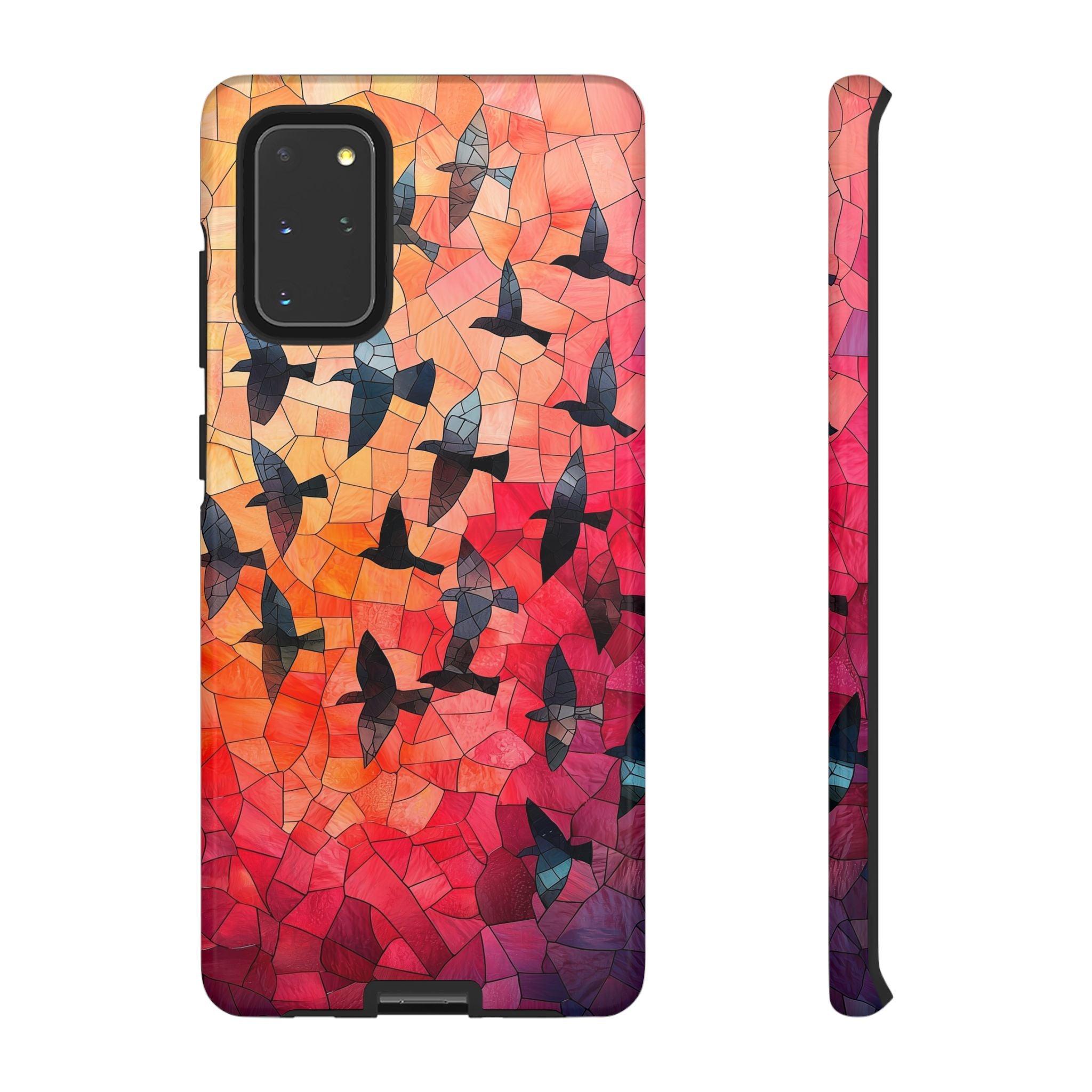 Stained Glass Mosaic Sunset Birds Samsung Galaxy Case