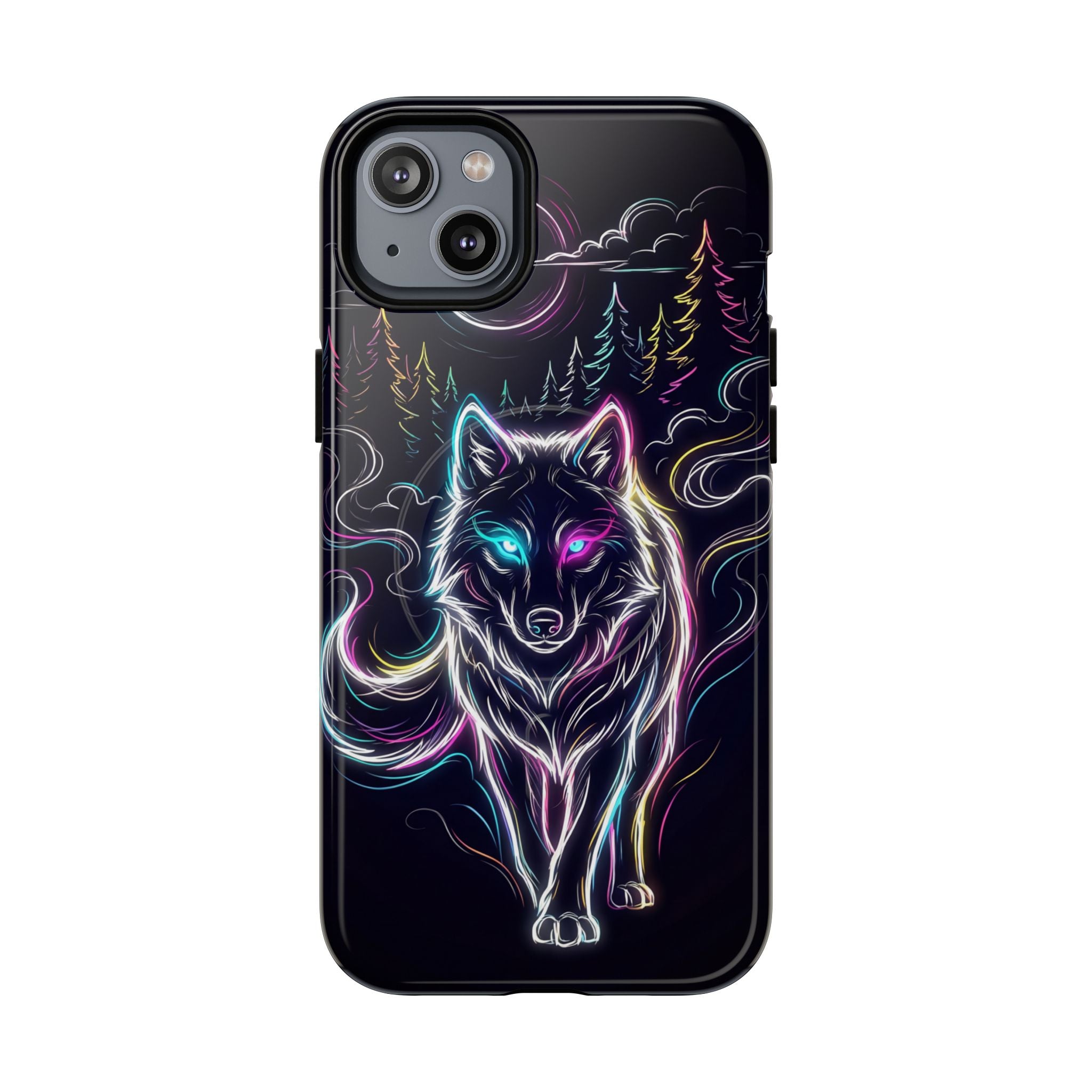 Neon Wolf MagSafe iPhone Case | Mystic Glow Protective Tough Case