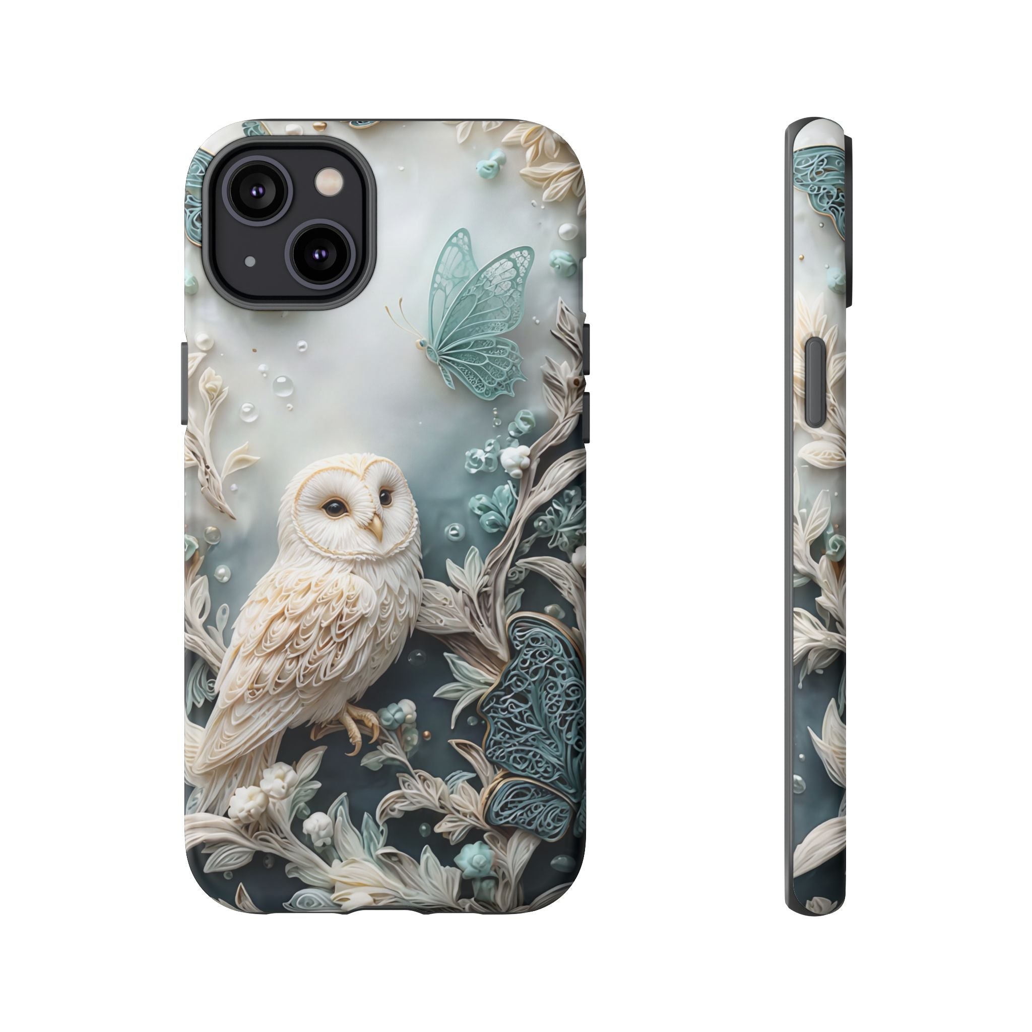 Barn Owl & Butterflies Tough iPhone Case