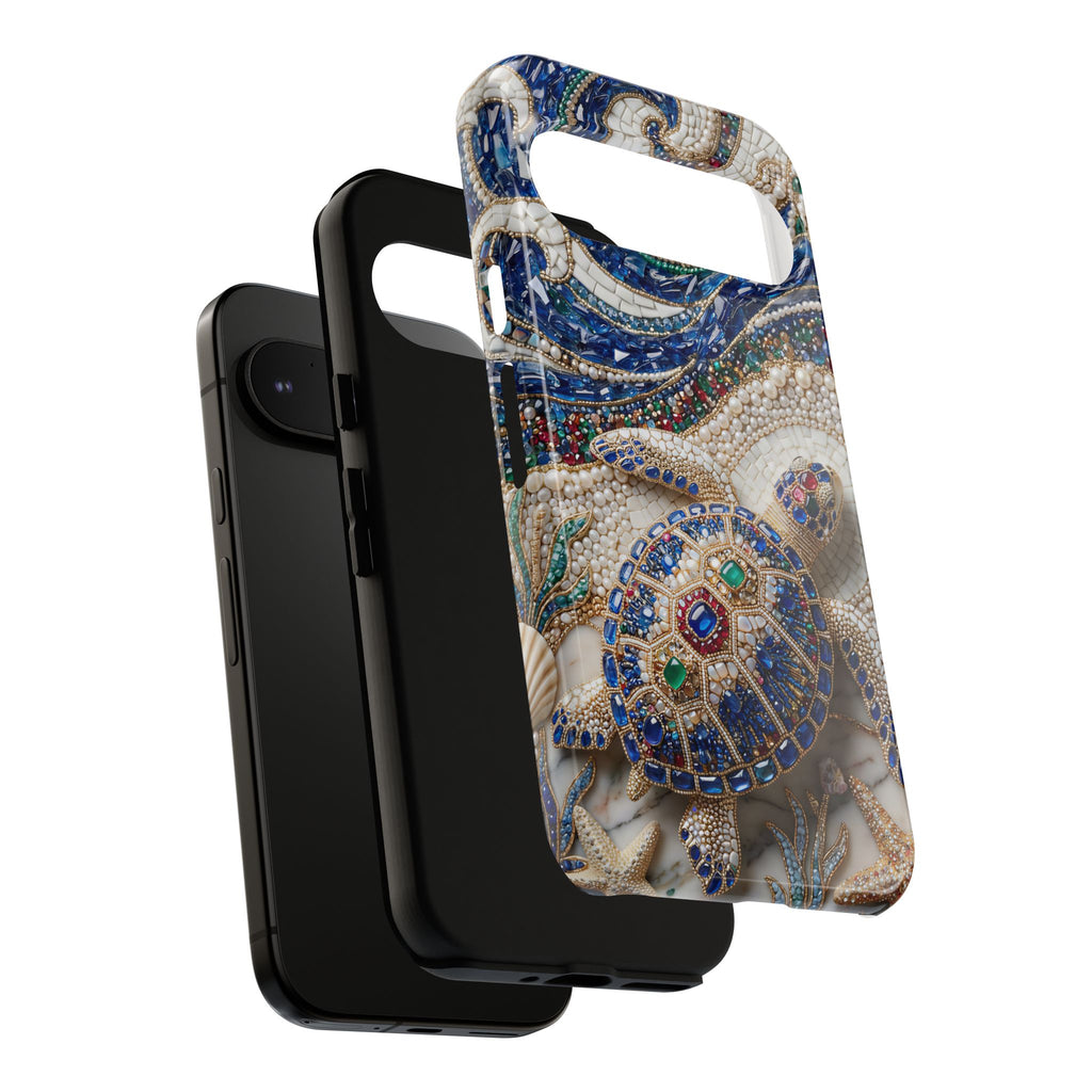Sea Turtle Mosaic Google Pixel Phone Case – Decorative Ocean Art Protective Case