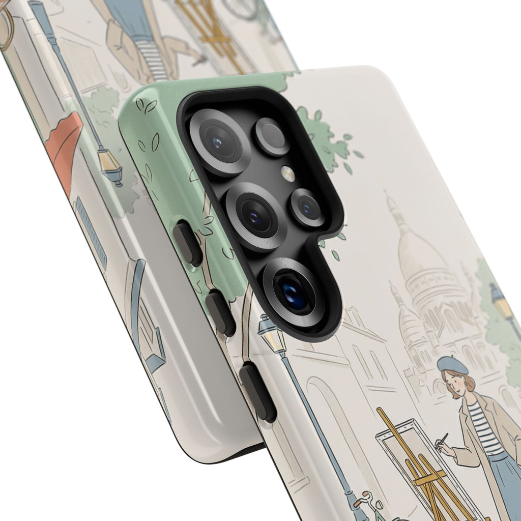 Artist in Paris Samsung Galaxy Phone Case | Vintage Painter Street Scene Protective Cover