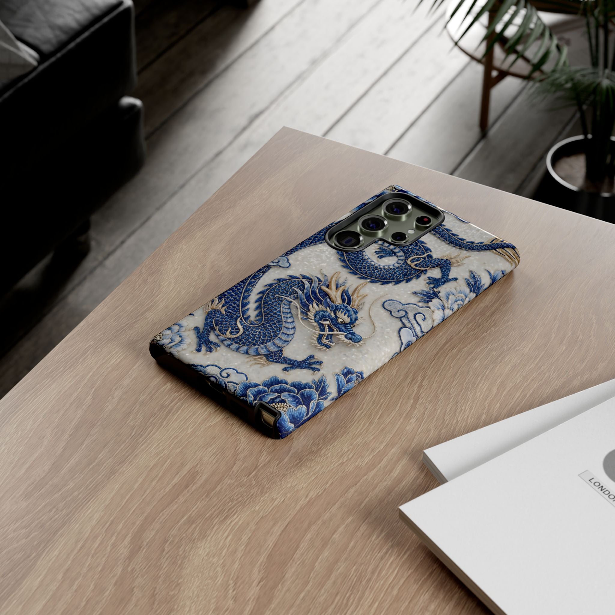 Asian Zodiac Dragon Samsung Galaxy Phone Case V2 | Blue & White Porcelain Luxury Protective Case | Year of the Dragon Gift