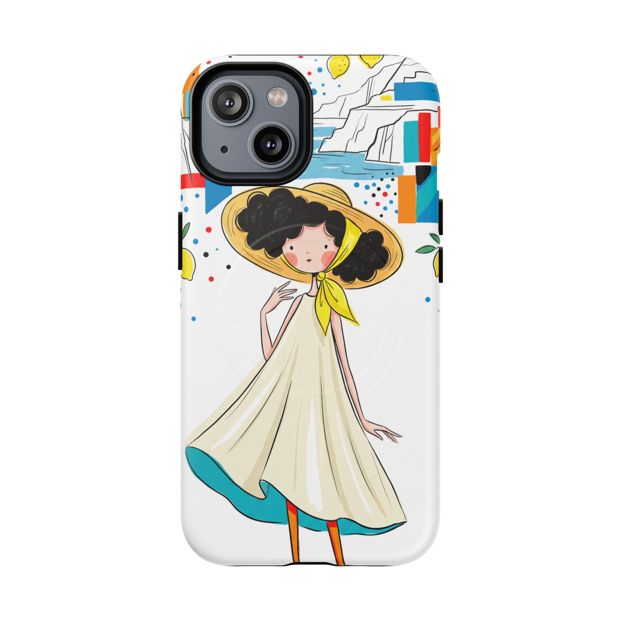 Cute Summer Girl MagSafe iPhone Case | Whimsical Coastal Illustration Protective Case
