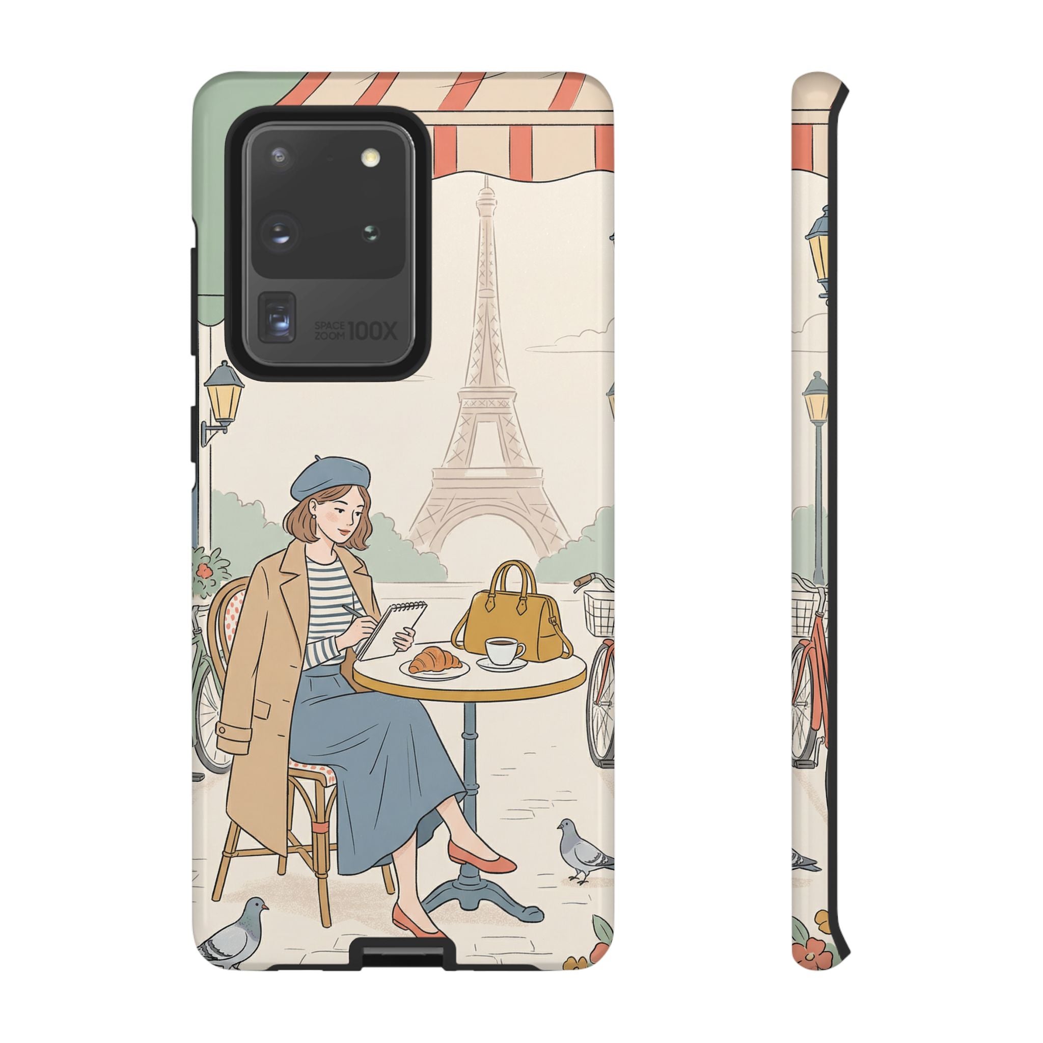 Paris Cafe Samsung Galaxy Phone Case | Cute Vintage Eiffel Tower Travel