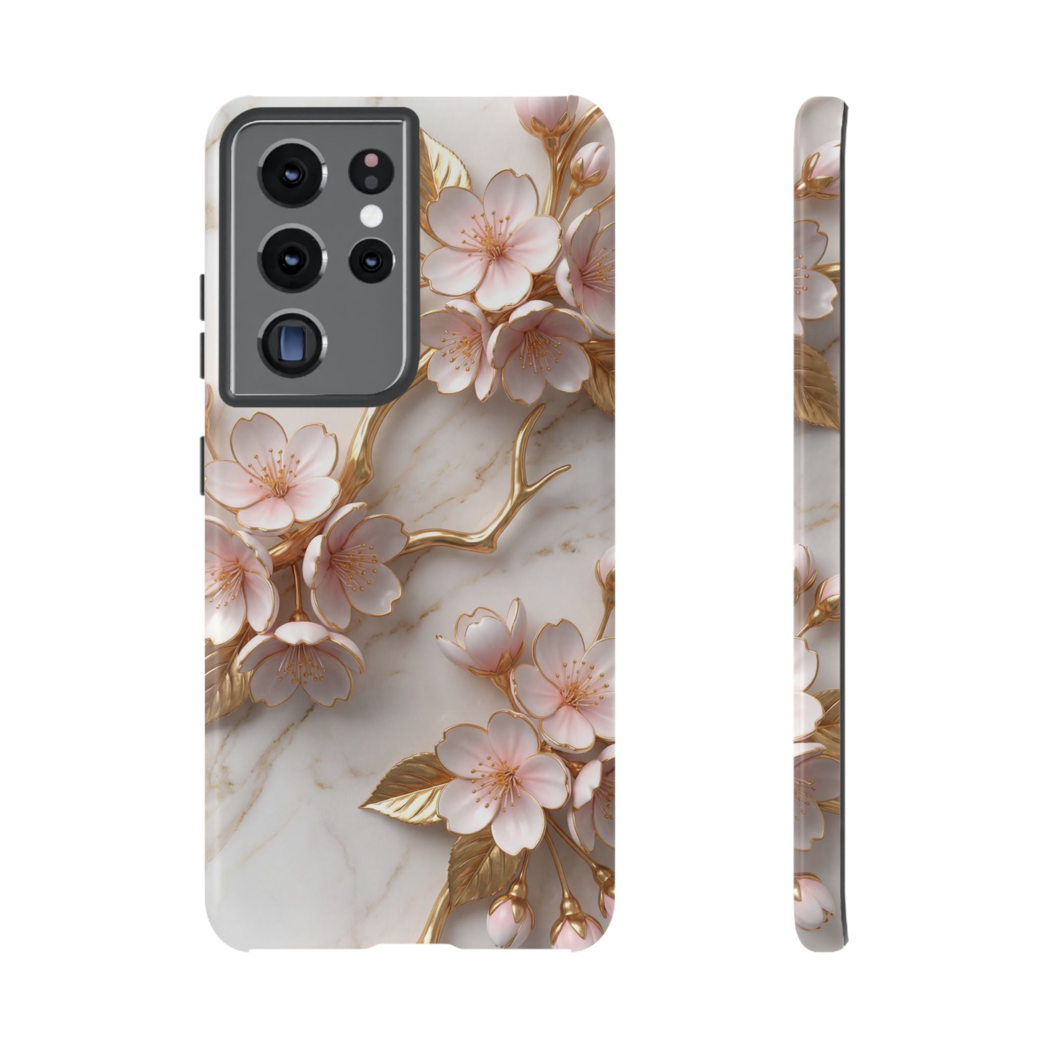 Floral Marble Samsung Galaxy Case — Sakura Gold Cherry Blossom Tough Case