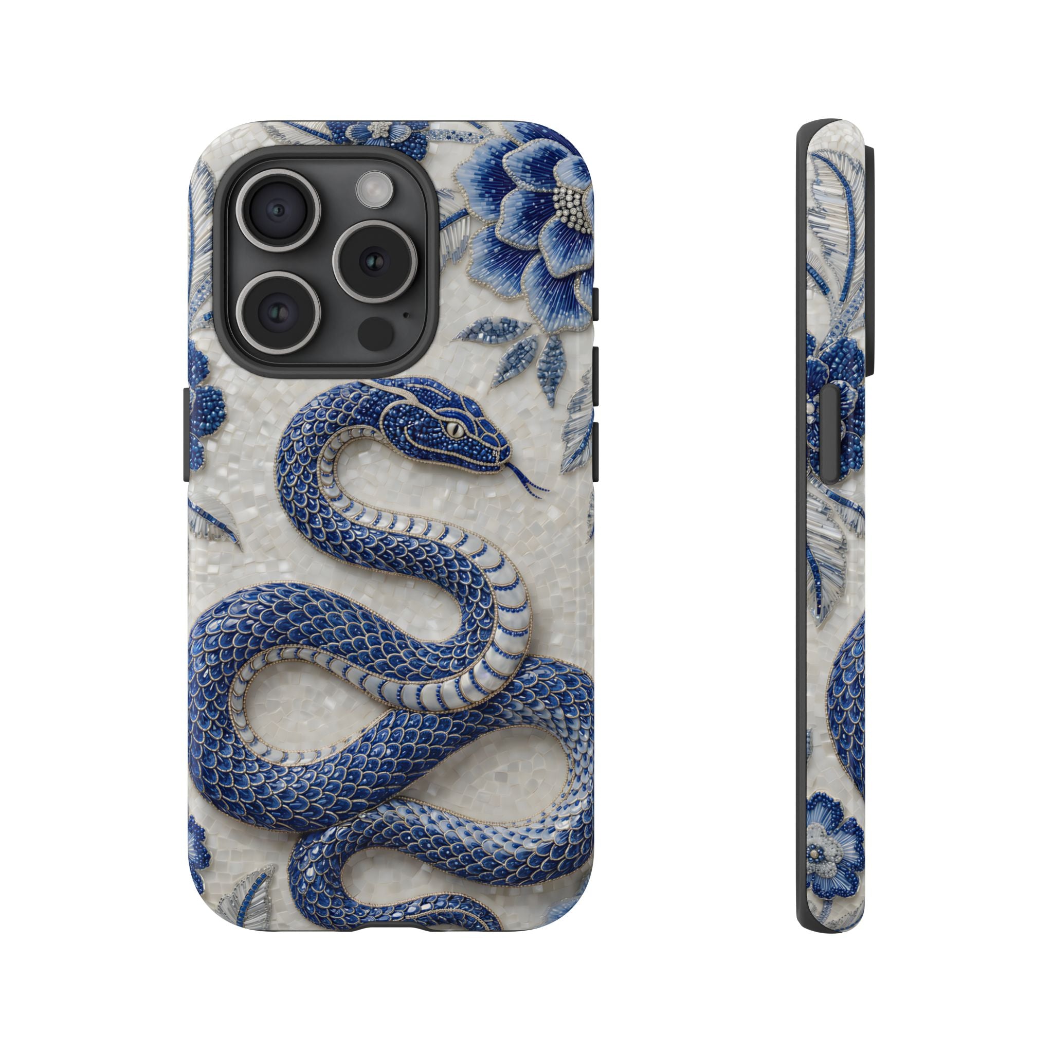 Asian Zodiac Snake iPhone Case | Blue & White Porcelain Slim Shockproof Case | Year of the Snake