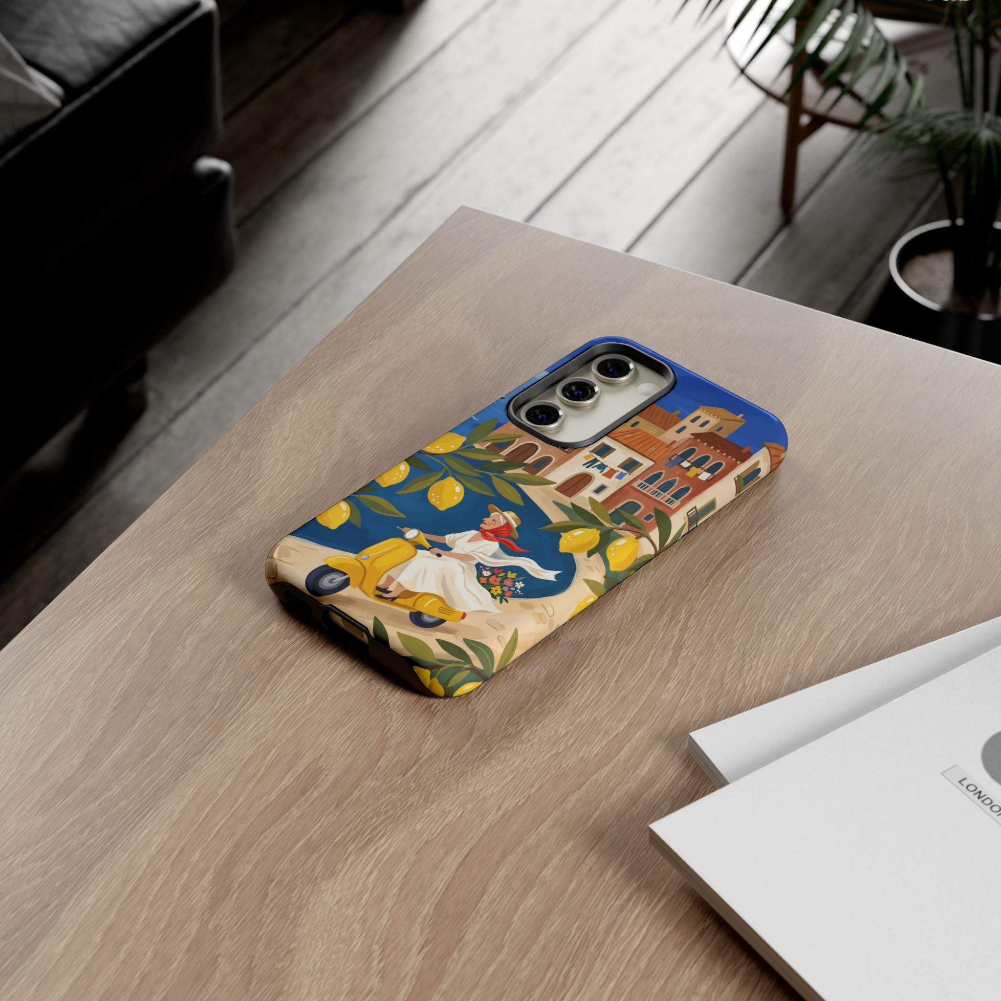 Lemon Coast Scooter Samsung Galaxy Phone Case | Mediterranean Vespa Travel Designn