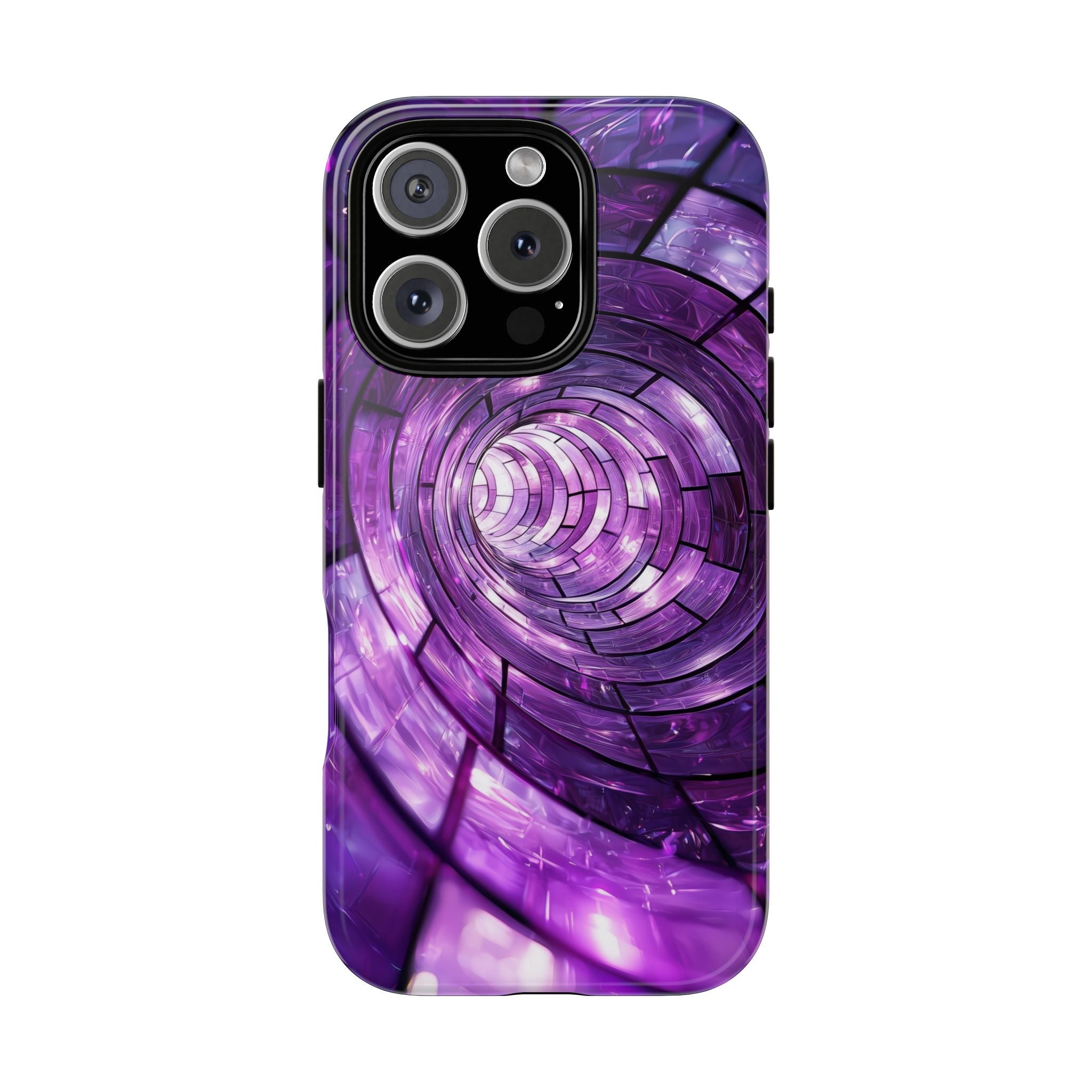 Purple Vortex Tough iPhone Case — Abstract Spiral Protective Cover