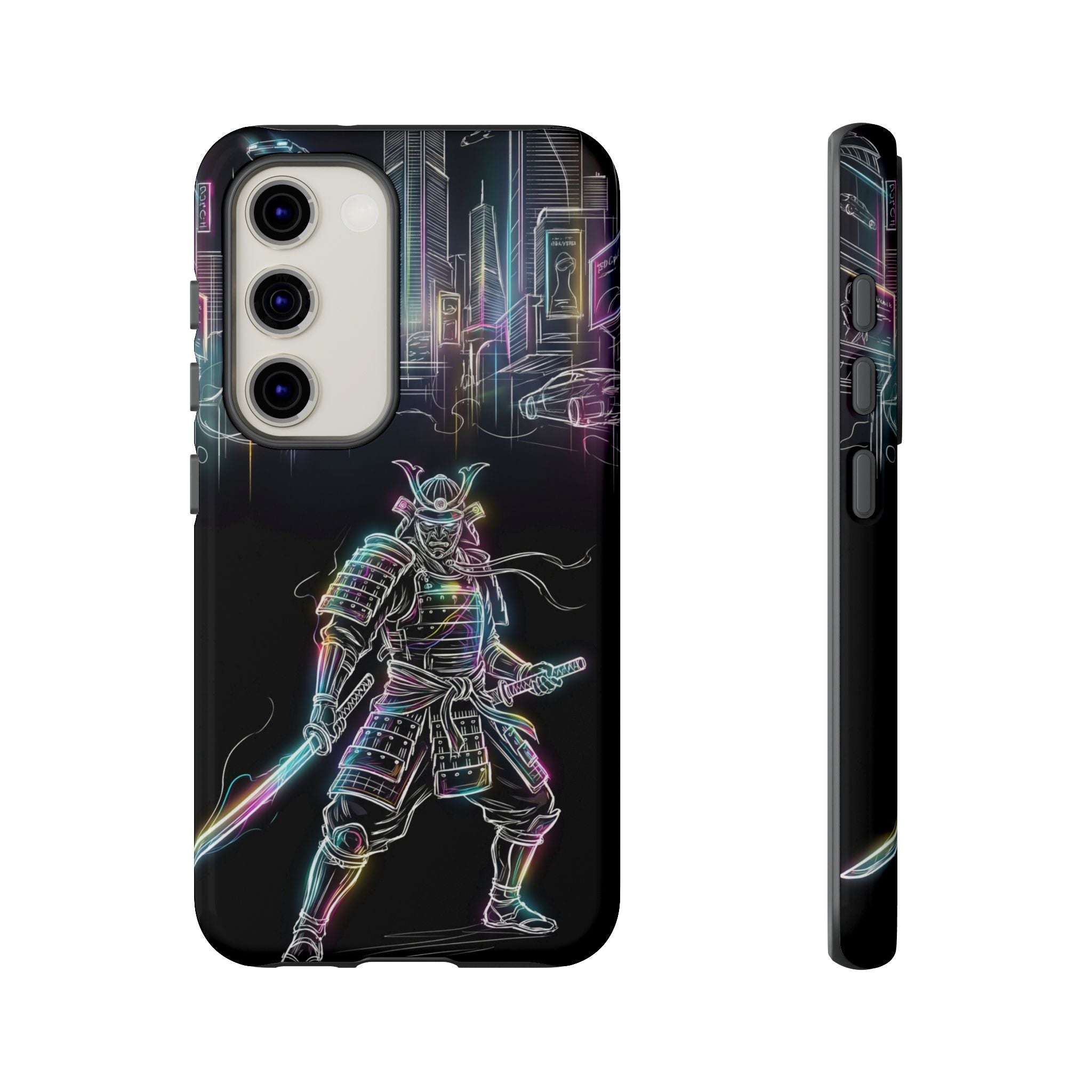 Neon Samurai Samsung Galaxy Phone Case | Cyberpunk City Armor