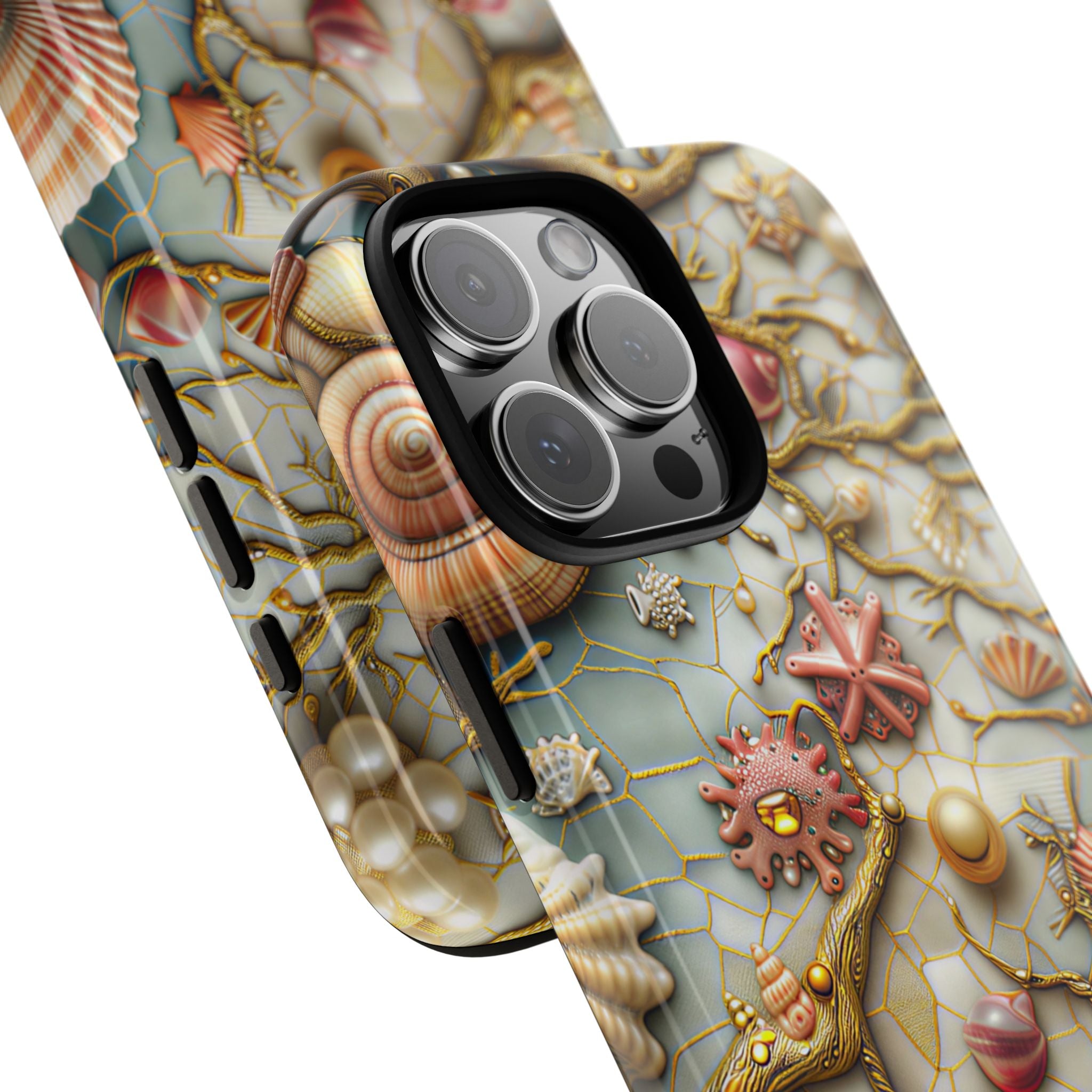 Decorative Seashell & Pearl Beach Design iPhone Case