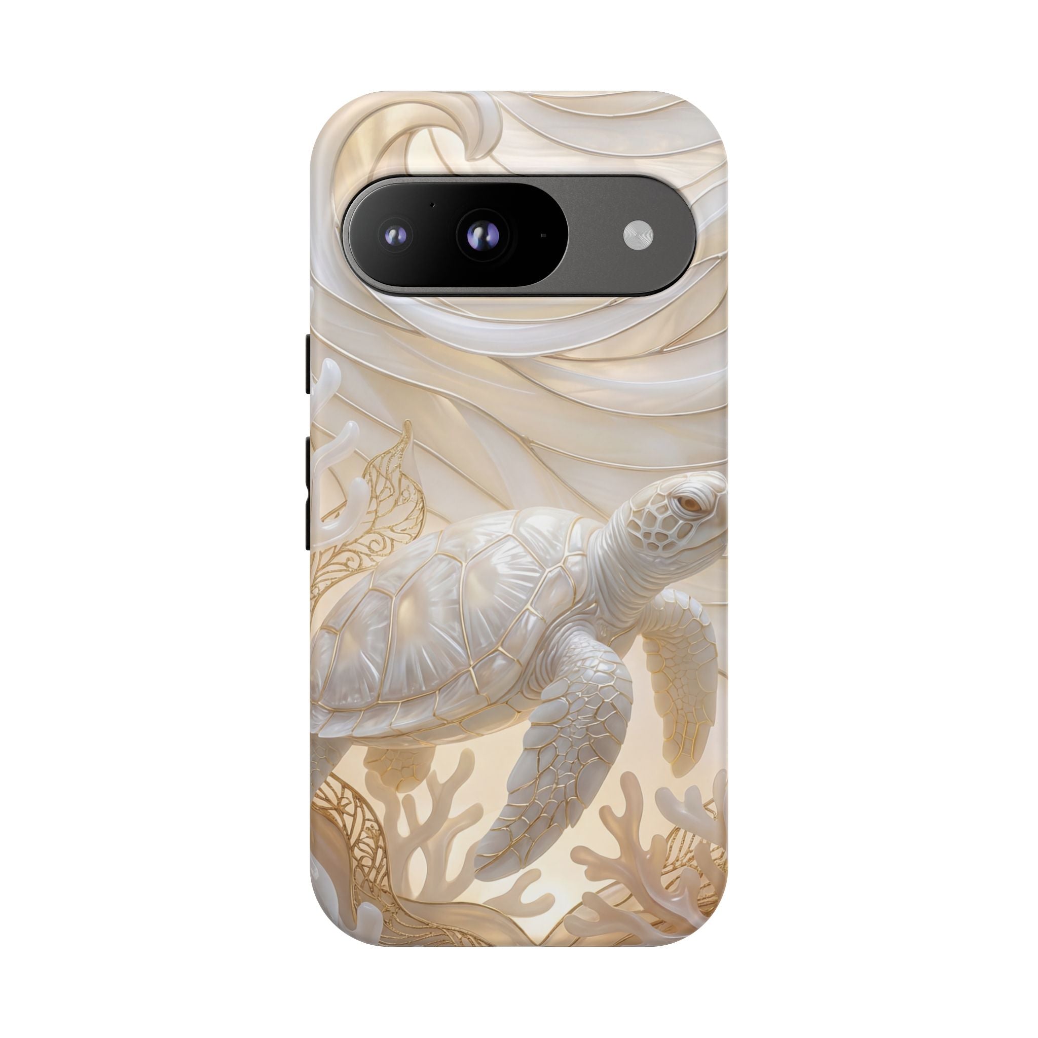 Sea Turtle Tough Google Pixel Case — Elegant Nautical Coral Design