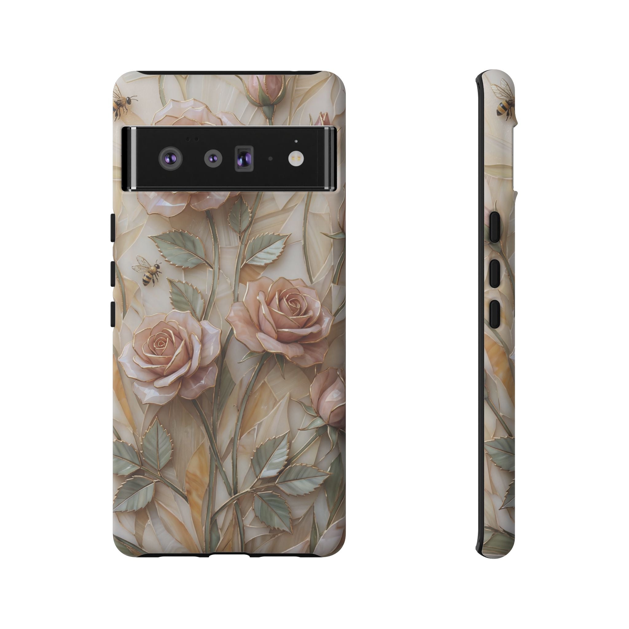 Vintage Blush Rose Floral Tough Google Pixel Protective Cover