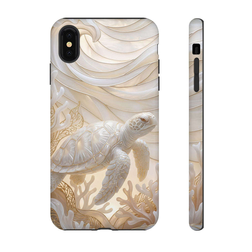 Sea Turtle Tough iPhone Case — Elegant Nautical Coral Design