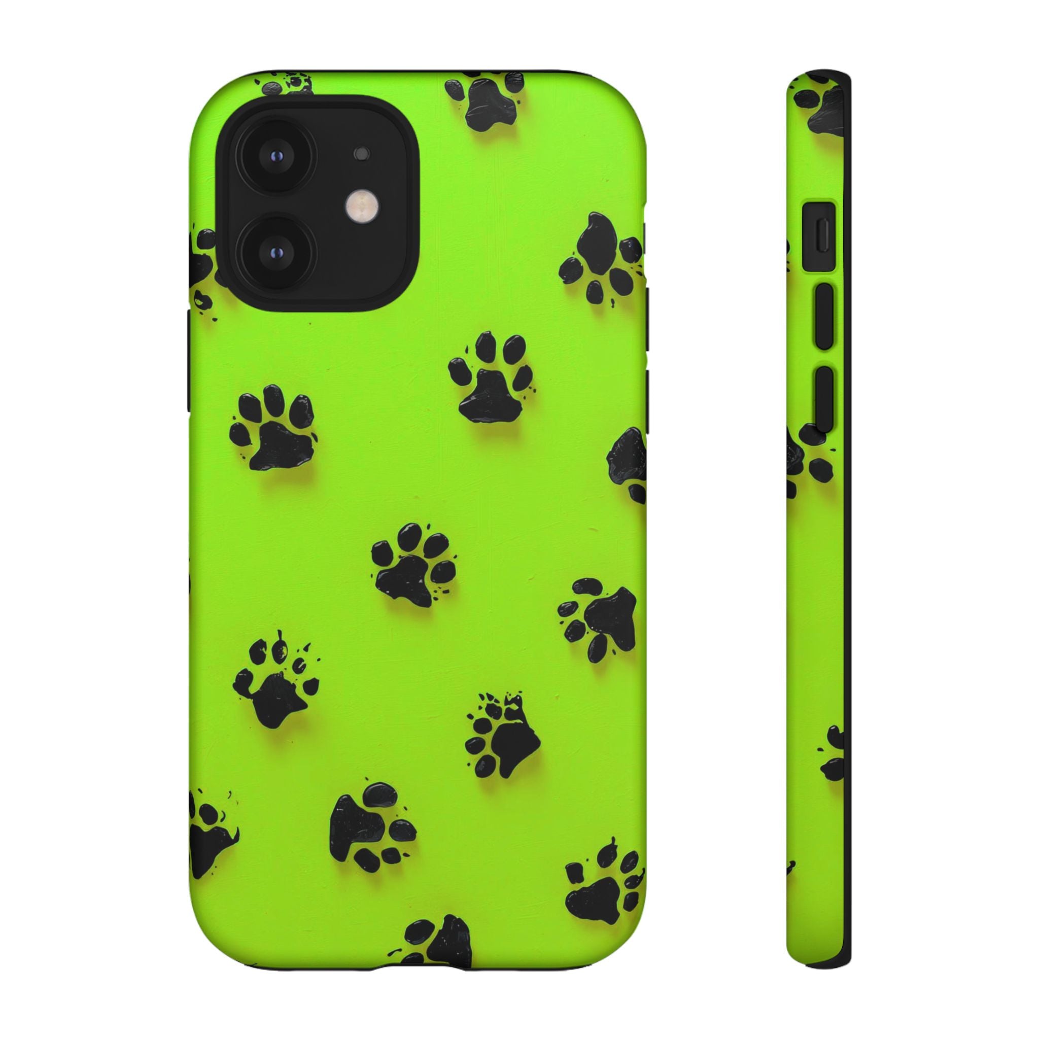 Neon Paw Print Tough Phone Case — Shockproof Pet Lover iPhone Cover