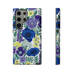 Floral Blue & Purple Tough Samsung Galaxy Phone Case | Protective Botanical Phone Cover
