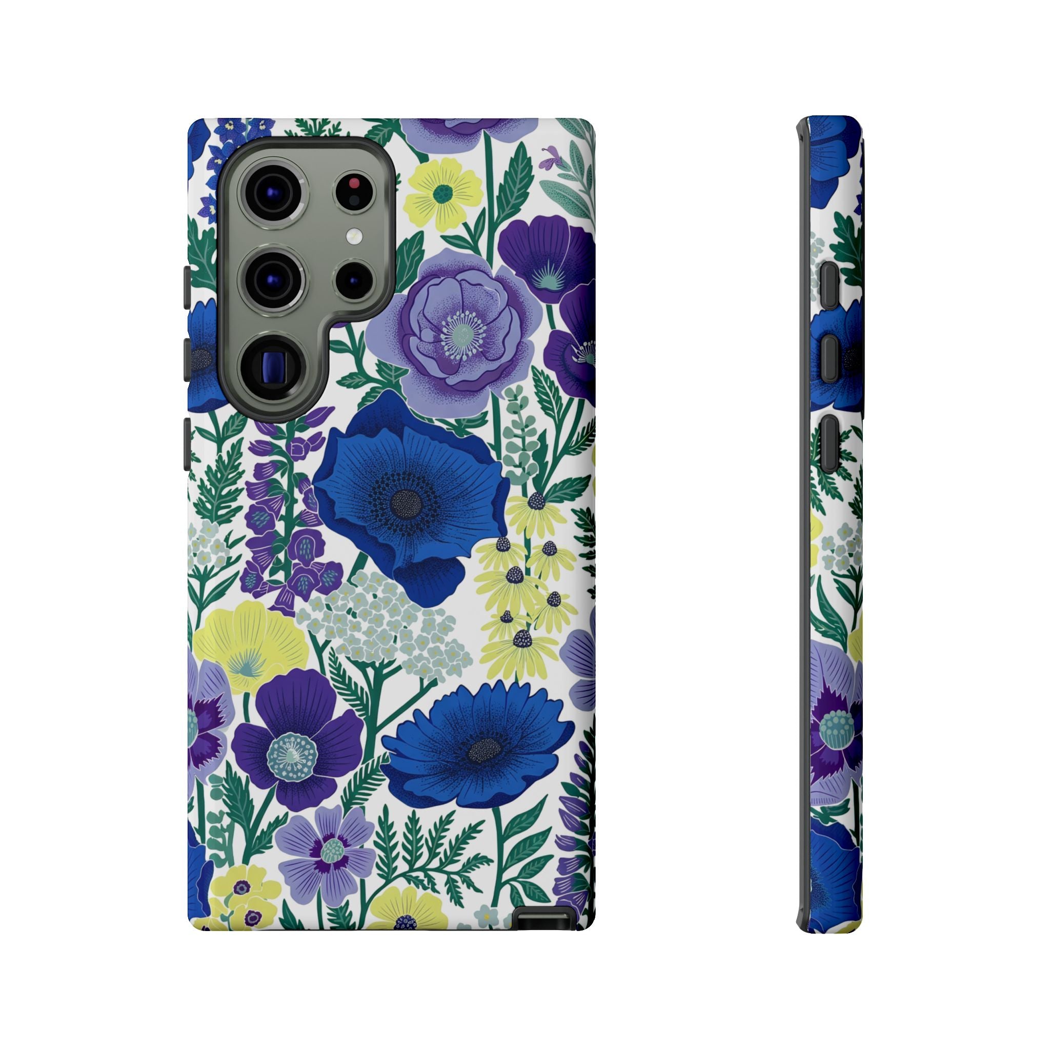 Floral Blue & Purple Tough Samsung Galaxy Phone Case | Protective Botanical Phone Cover