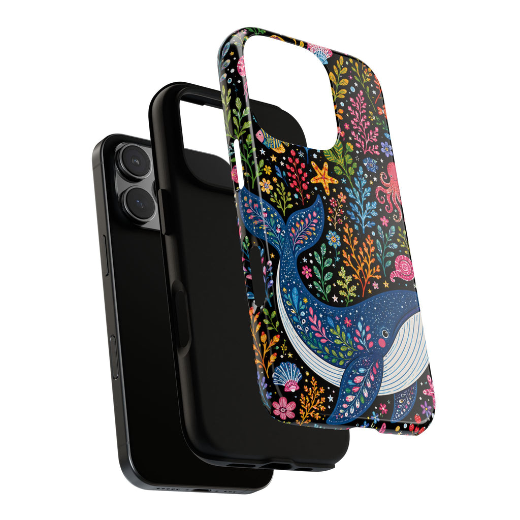 Whimsical Whale Tough iPhone Case | Colorful Ocean Floral iPhone Cover