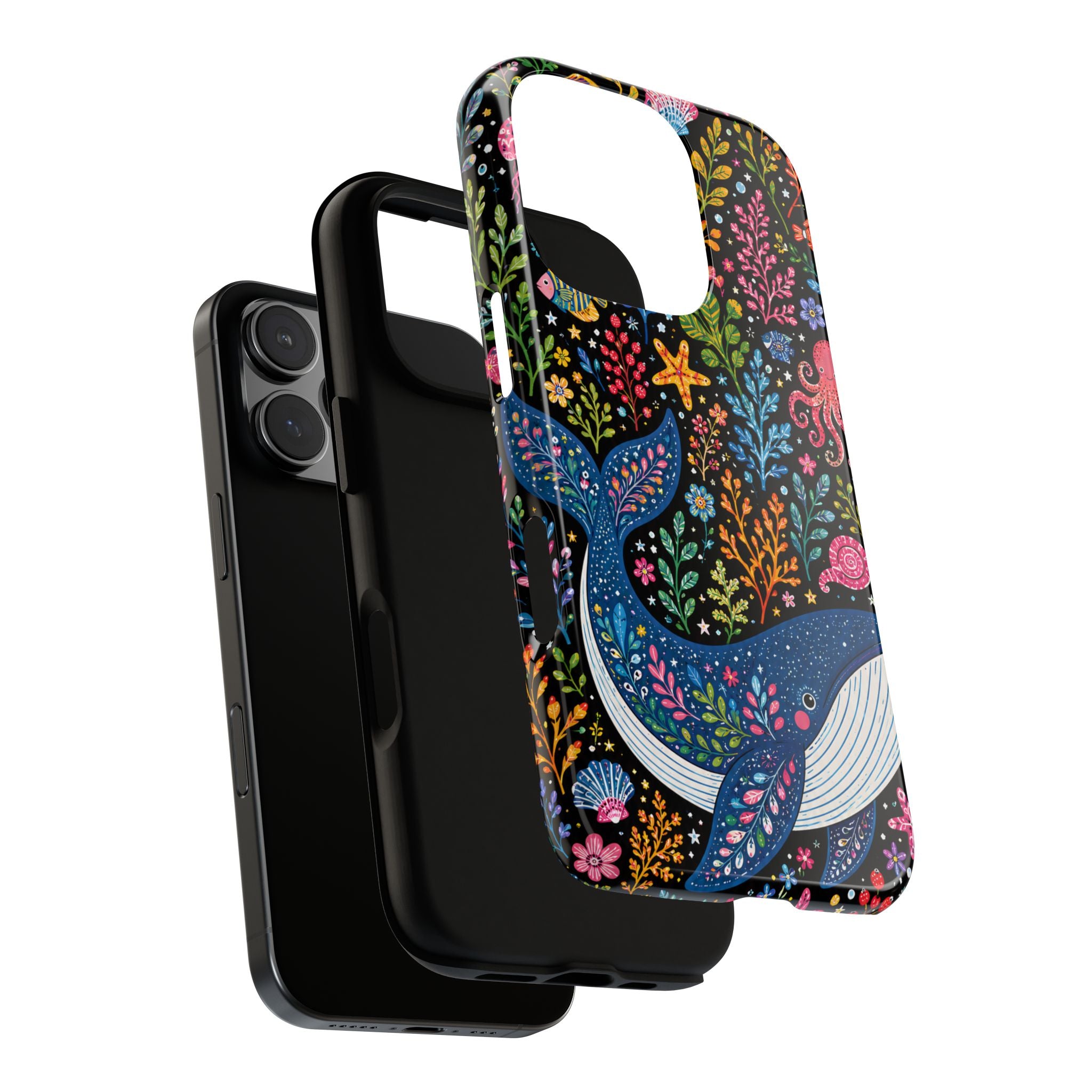 Whimsical Whale Tough iPhone Case | Colorful Ocean Floral iPhone Cover