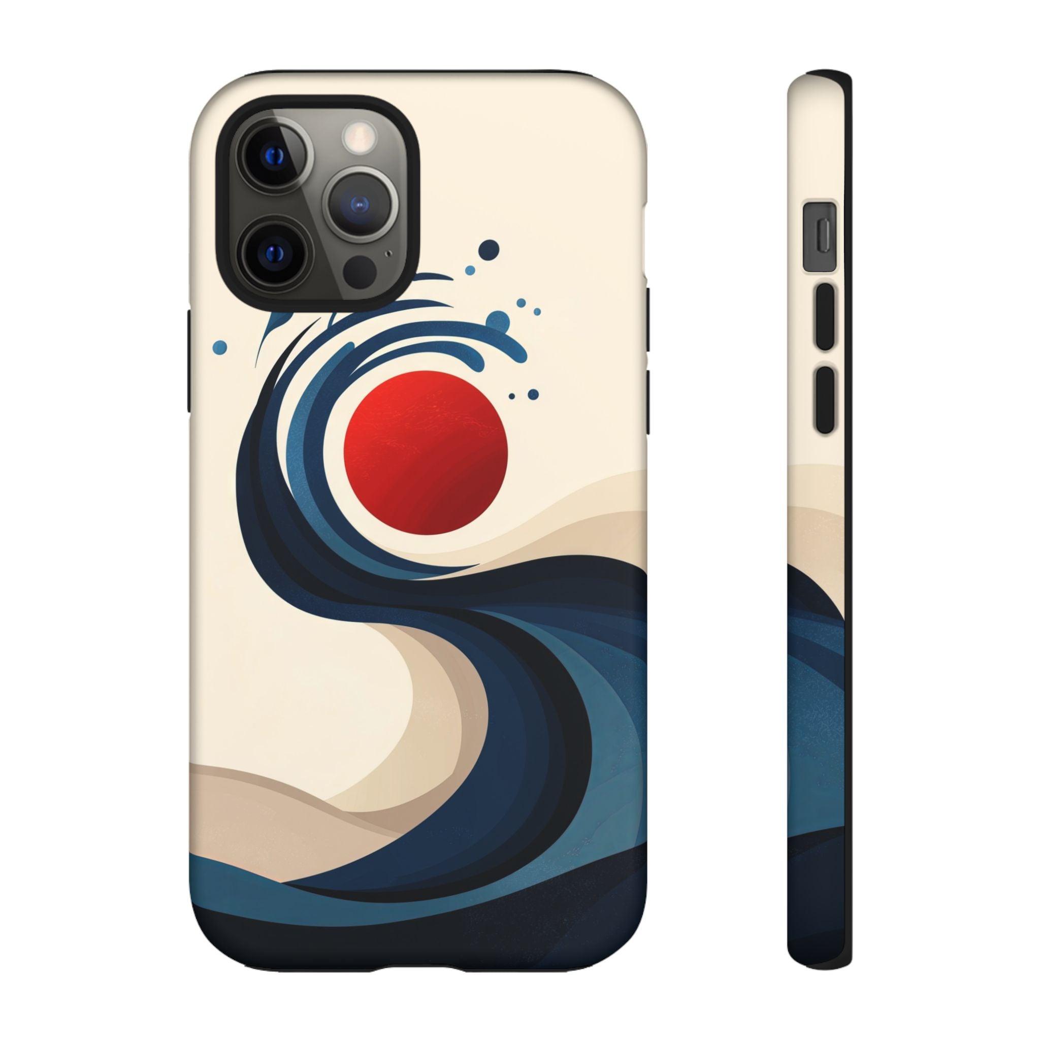 Abstract Wave iPhone Case | Red Sun Ocean Art