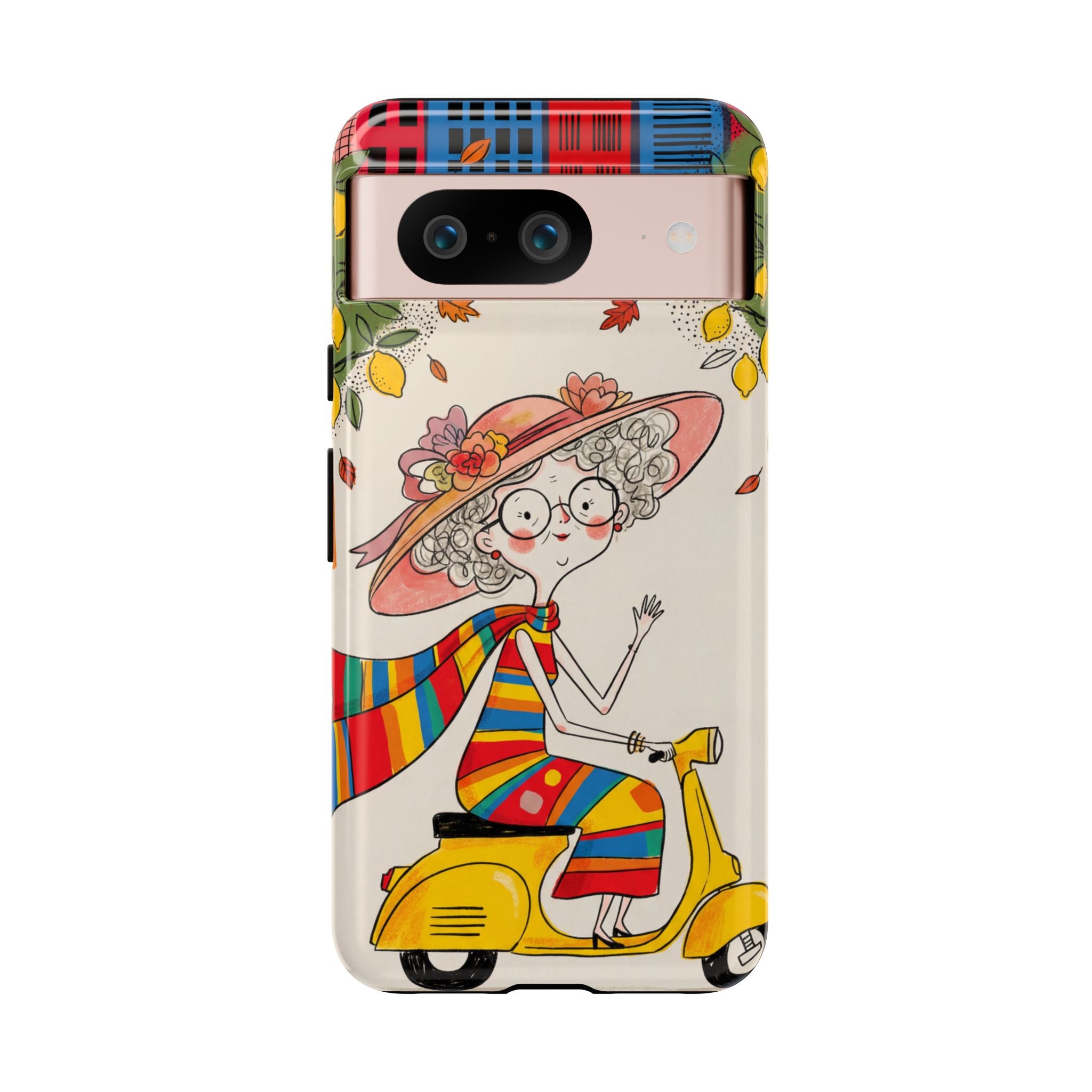 Vintage Scooter Granny Google Pixel Phone Case | Colourful Retro Elderly Lady Design