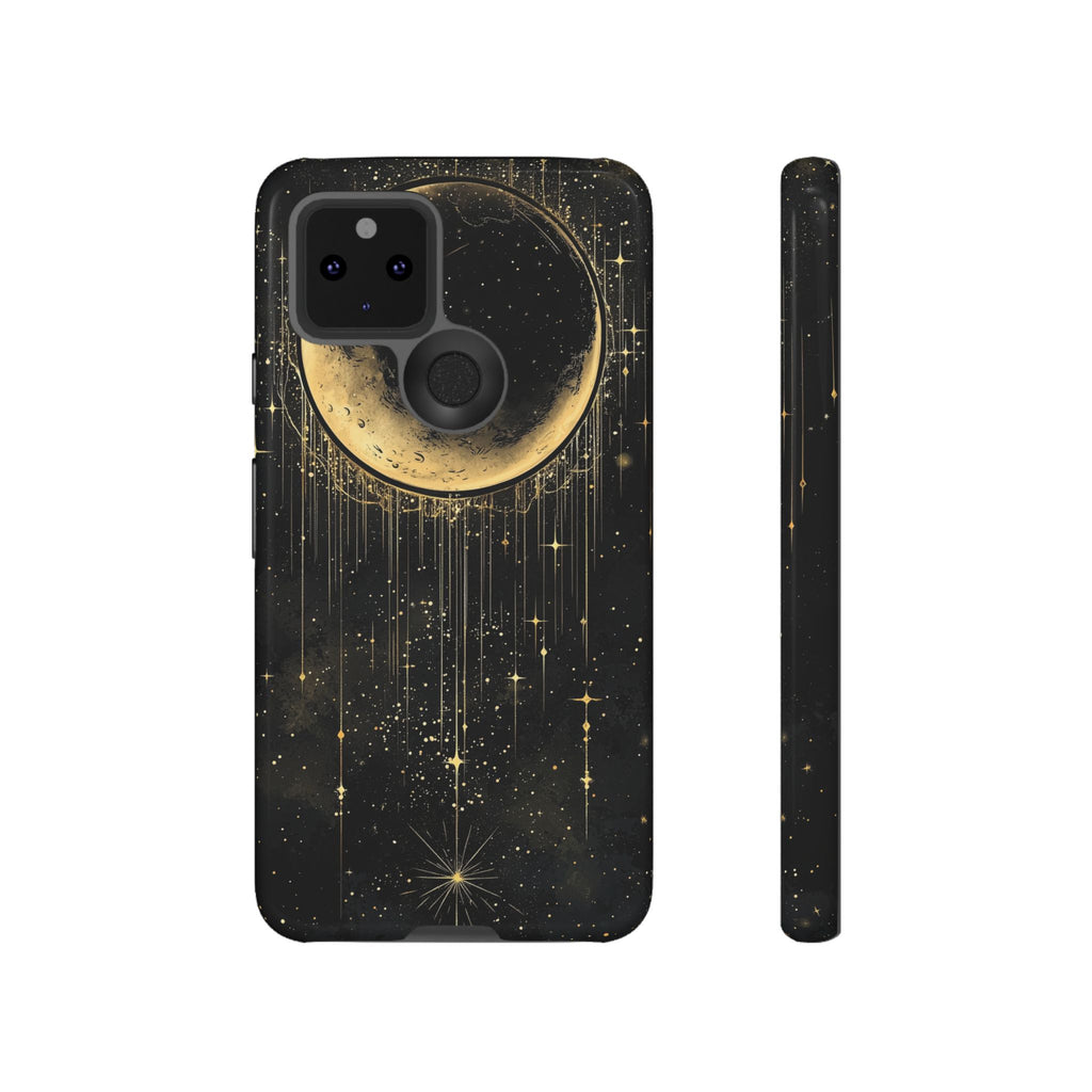 Moonlit Crescent Tough Google Pixel Case | Gold Stars Night Sky