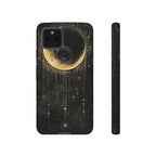 Moonlit Crescent Tough Google Pixel Case | Gold Stars Night Sky